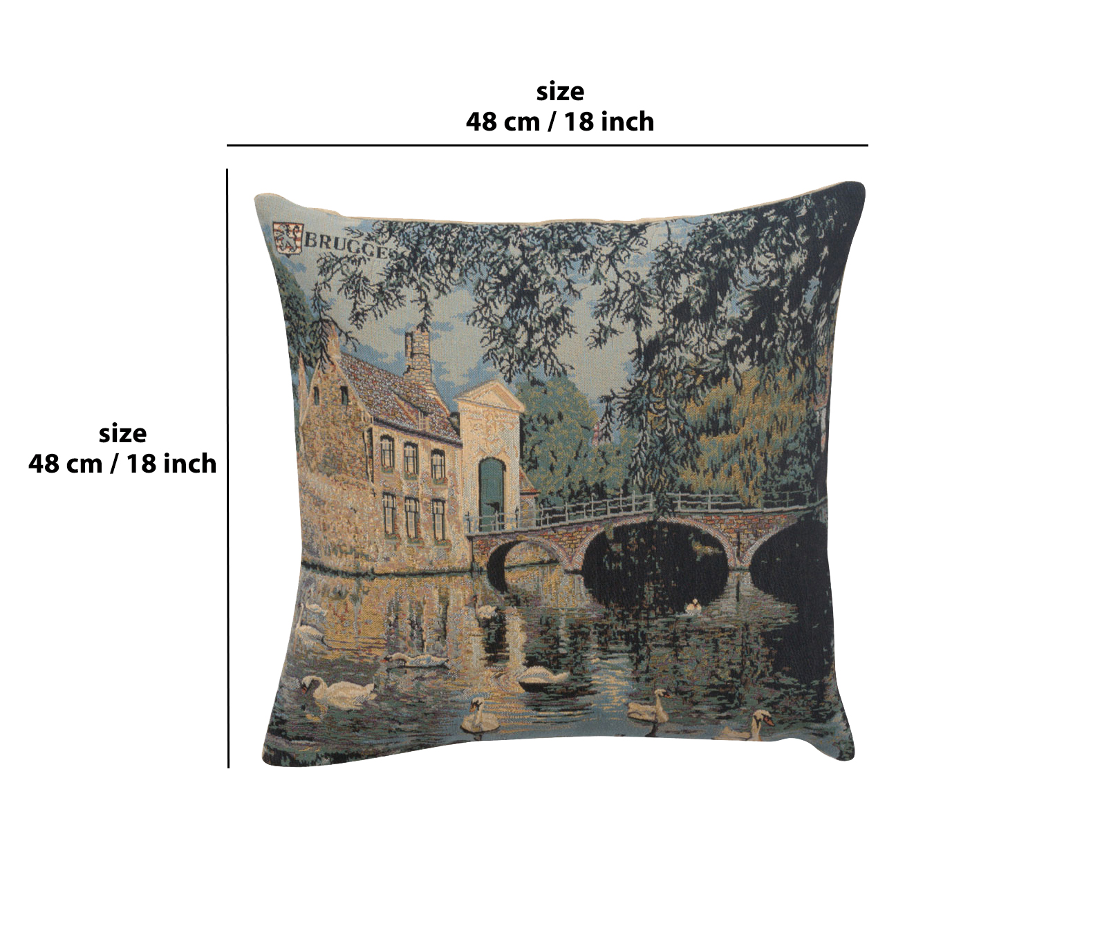 Vintage Beuguinage Tapestry Pillow Cover 18x18 Inch Cotton Jacquard Woven Cushion Cover