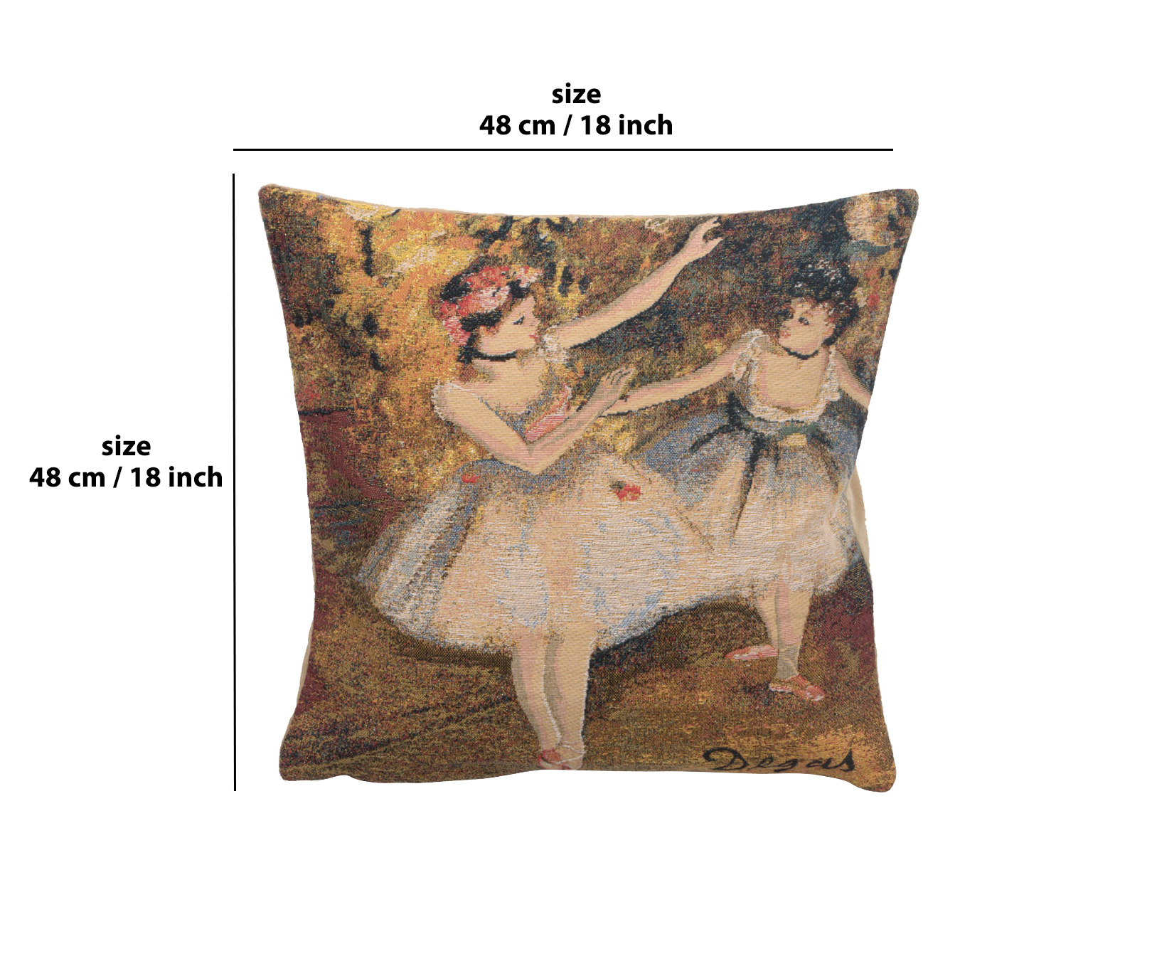 Edgar Degas Deux Danseuses Large Tapestry Pillow Cover 18x18 Inch Cotton Jacquard Woven Cushion Cover