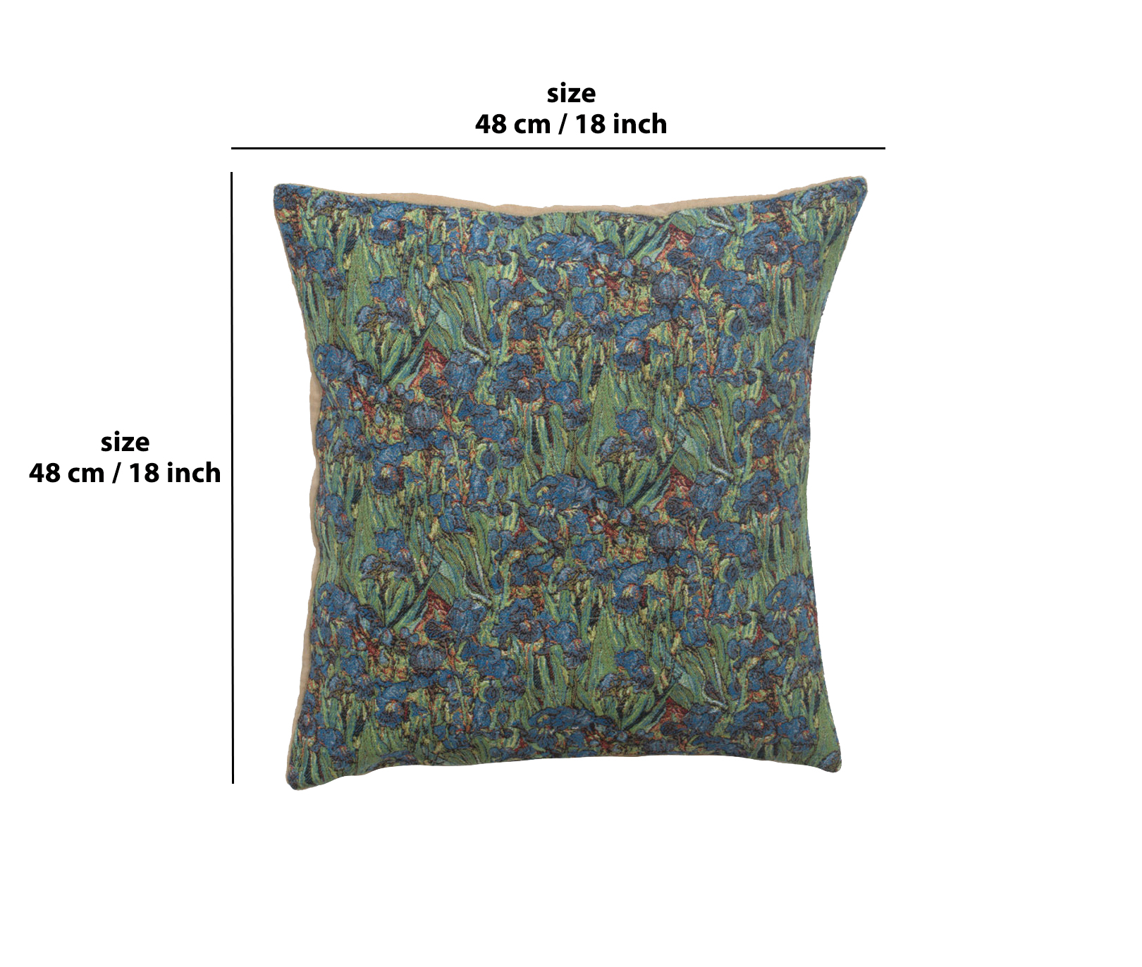 Vincent Van Gogh Iris Large Tapestry Pillow Cover 18x18 Inch Cotton Jacquard Woven Cushion Cover