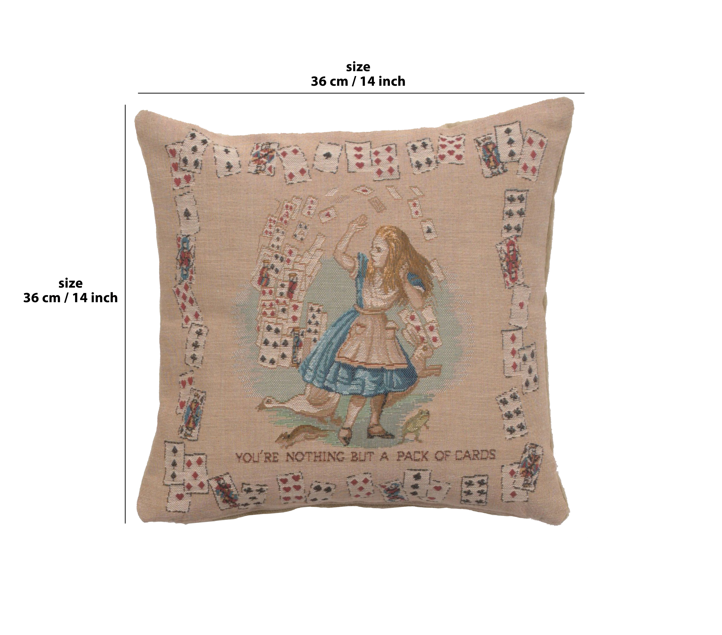 John Tenniel The Pack of Cards Tapestry Pillow Cover 14x14 Inch Cotton Jacquard Woven Cushion Cover