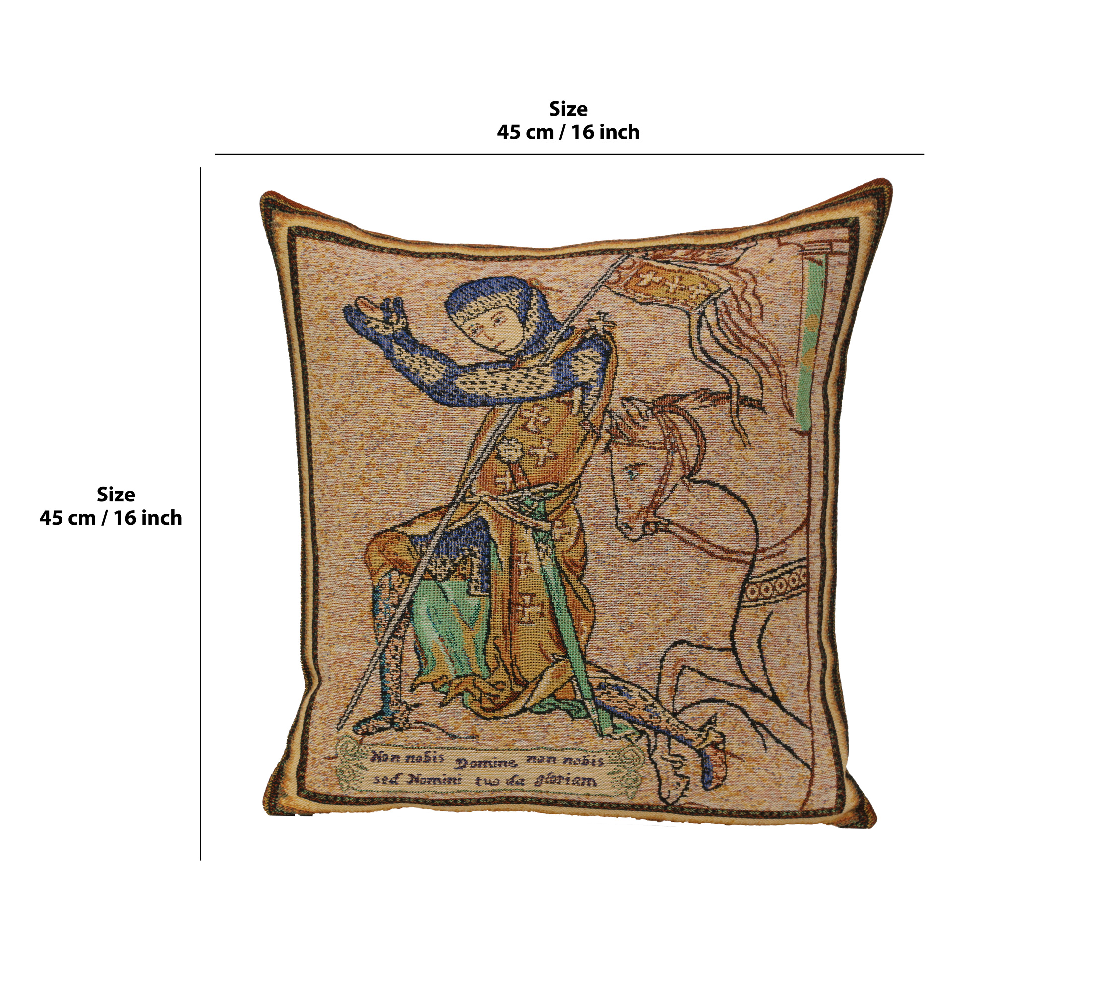 Croise Genoux I Belgian Tapestry Pillow Cover 16x16 Inch Cotton Jacquard Woven Cushion Cover