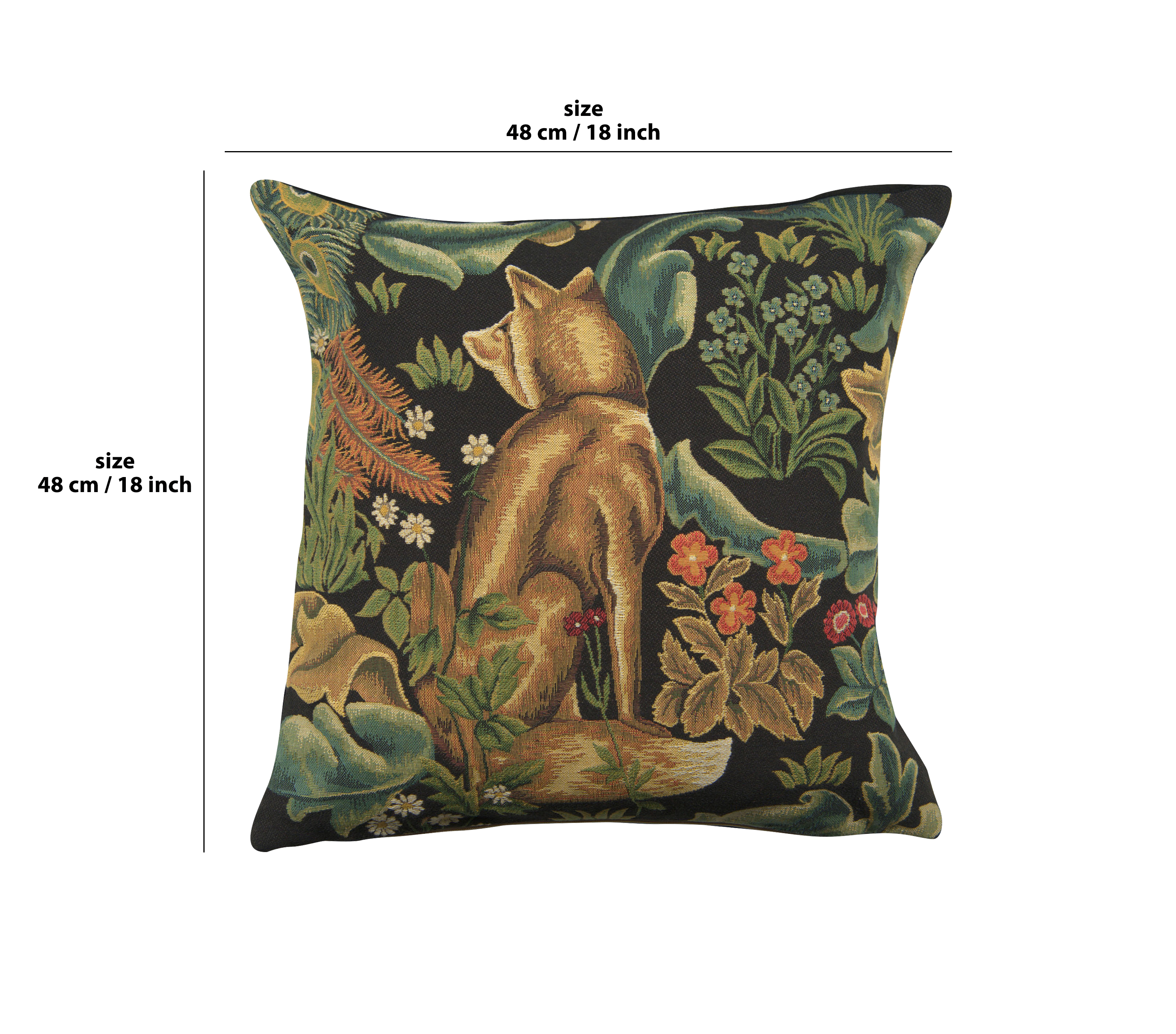Black Wolf Belgian Tapestry Pillow Cover 18x18 inch 100% Cotton Belgian Jacquard Woven Cushion Cover