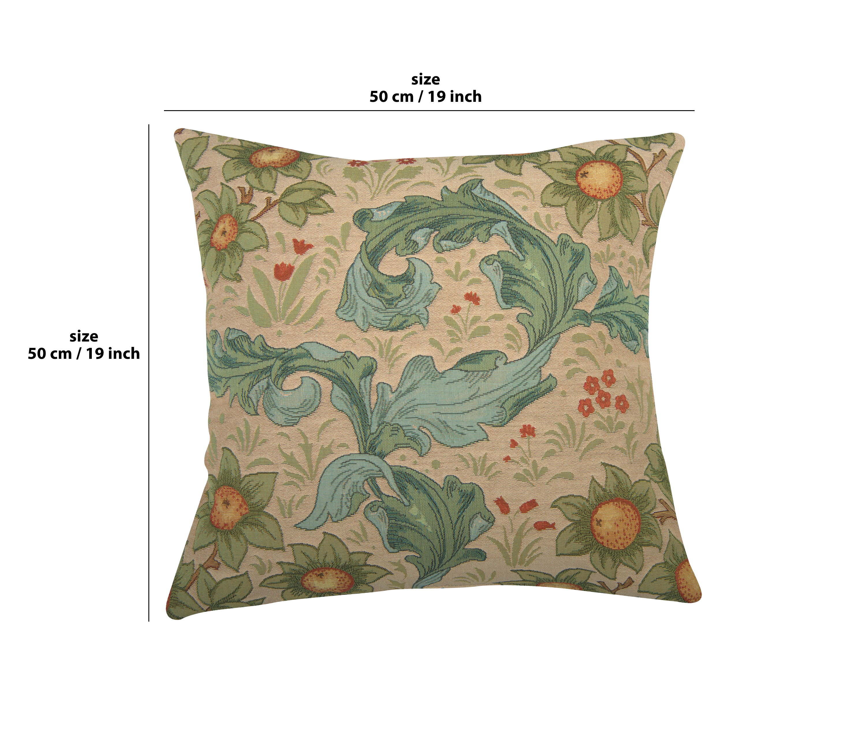 Arabesques with Orange Tree Light French Tapestry Pillow Cover 19x19 inch Jacquard Woven Cushion Cover
