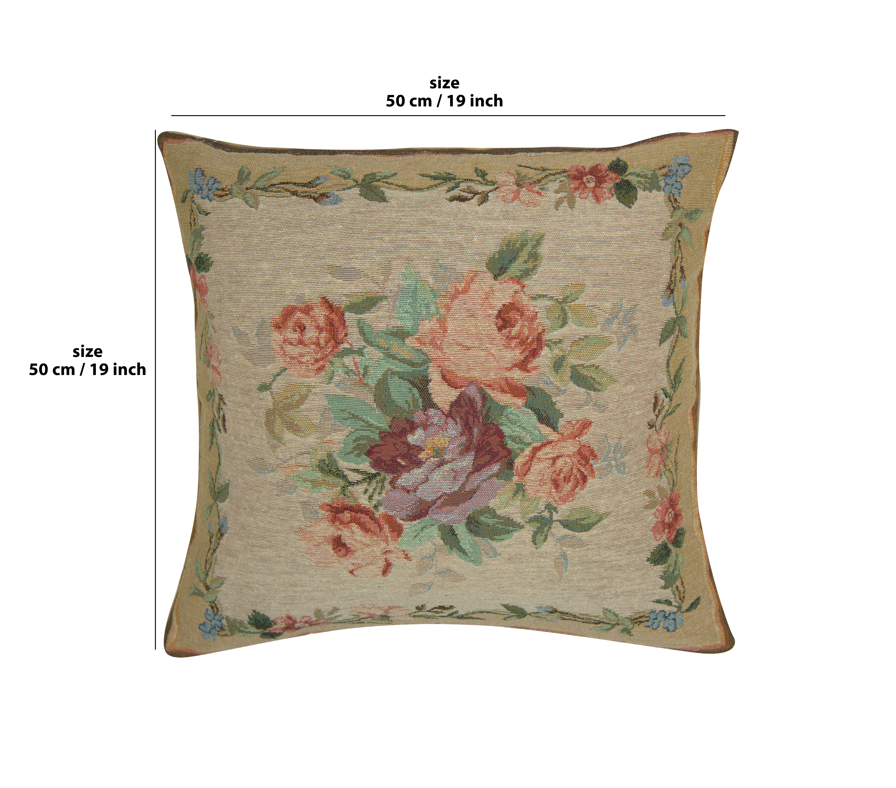 Floral Amboise Medallion Tapestry Pillow Cover 19x19 Inch Cotton Jacquard Woven Cushion Cover