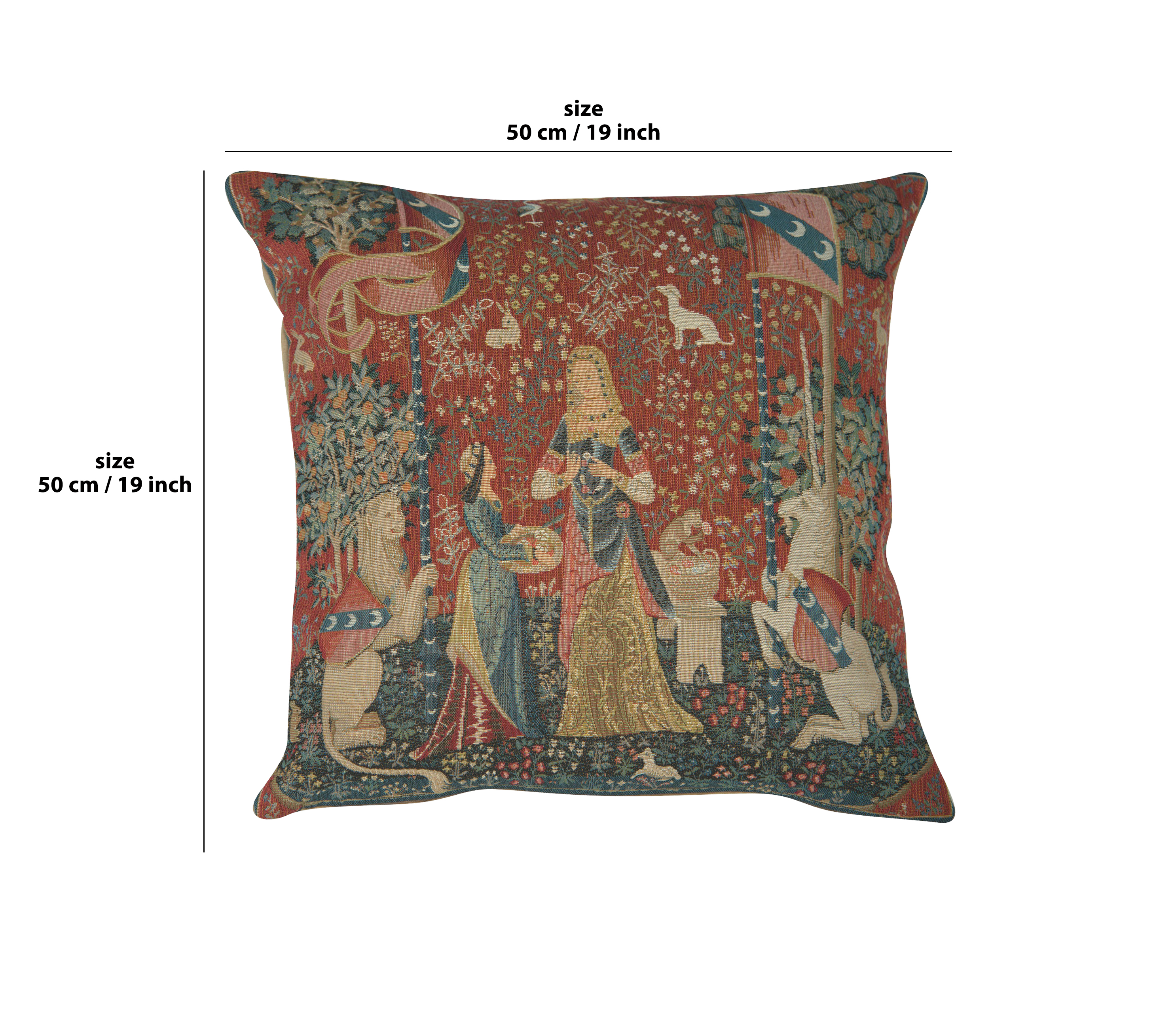 Medieval The Smell Large Tapestry Pillow Cover 19x19 Inch Cotton Jacquard Woven Cushion Cover