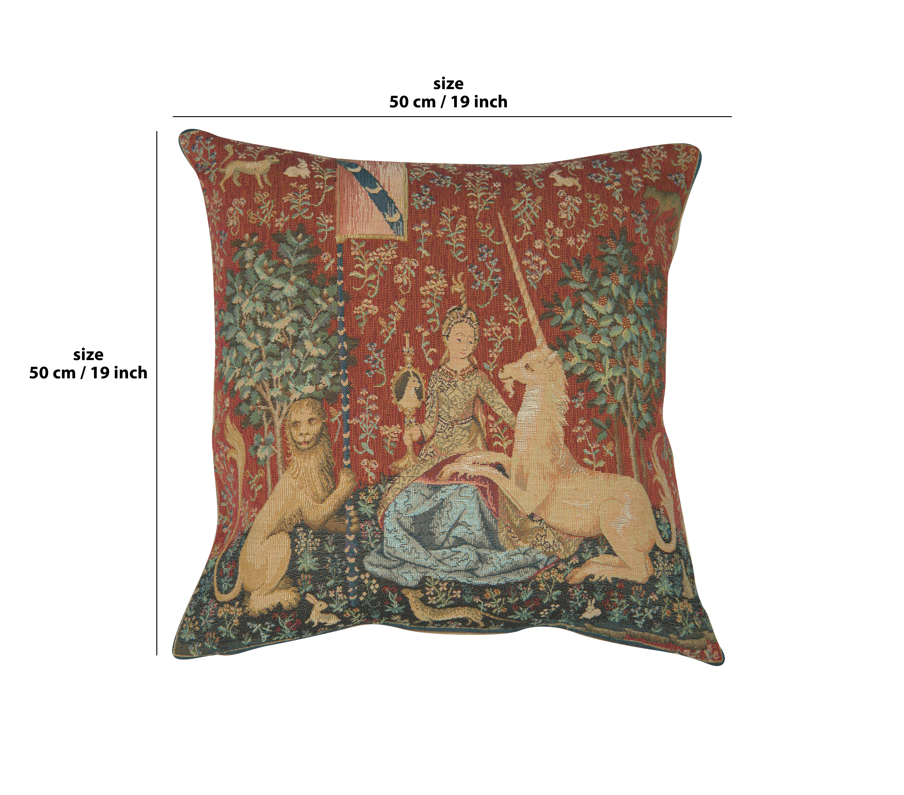 Medieval The Sight Large Tapestry Pillow Cover 19x19 Inch Cotton Jacquard Woven Cushion Cover