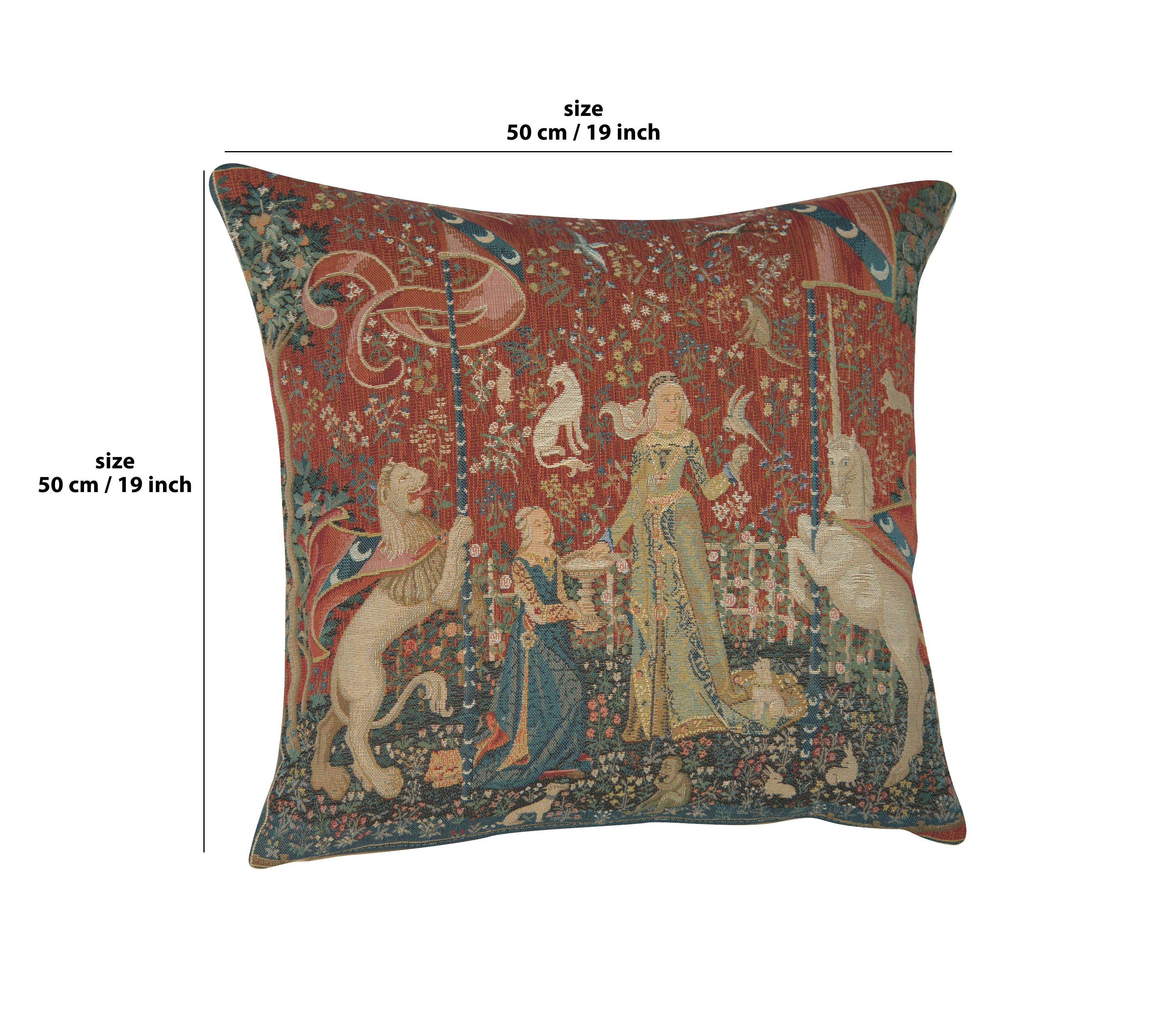 Medieval The Taste Large Tapestry Pillow Cover 19x19 Inch Cotton Jacquard Woven Cushion Cover