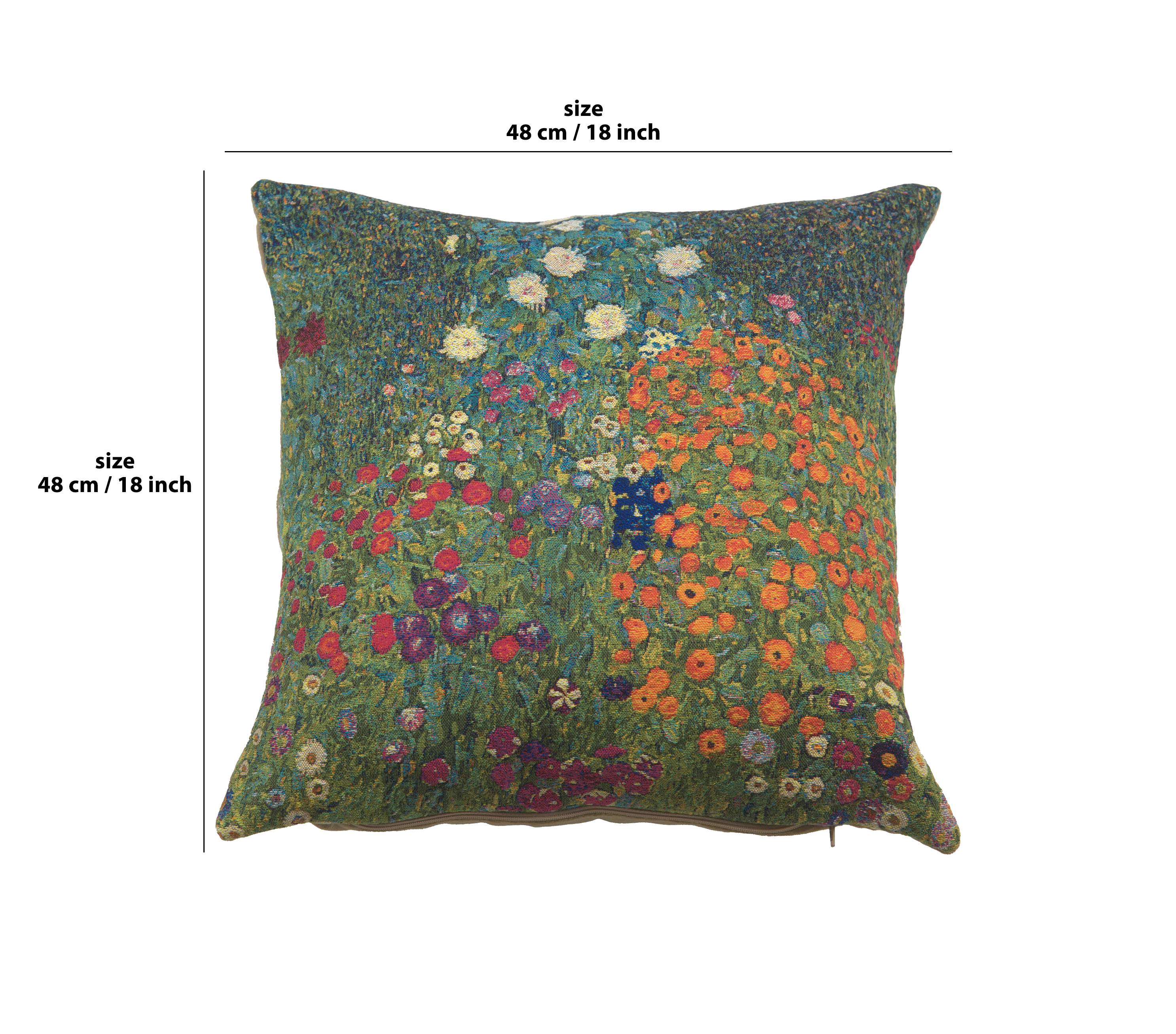 Gustav Klimt Garden Tapestry Pillow Cover 18x18 Inch Cotton Jacquard Woven Cushion Cover