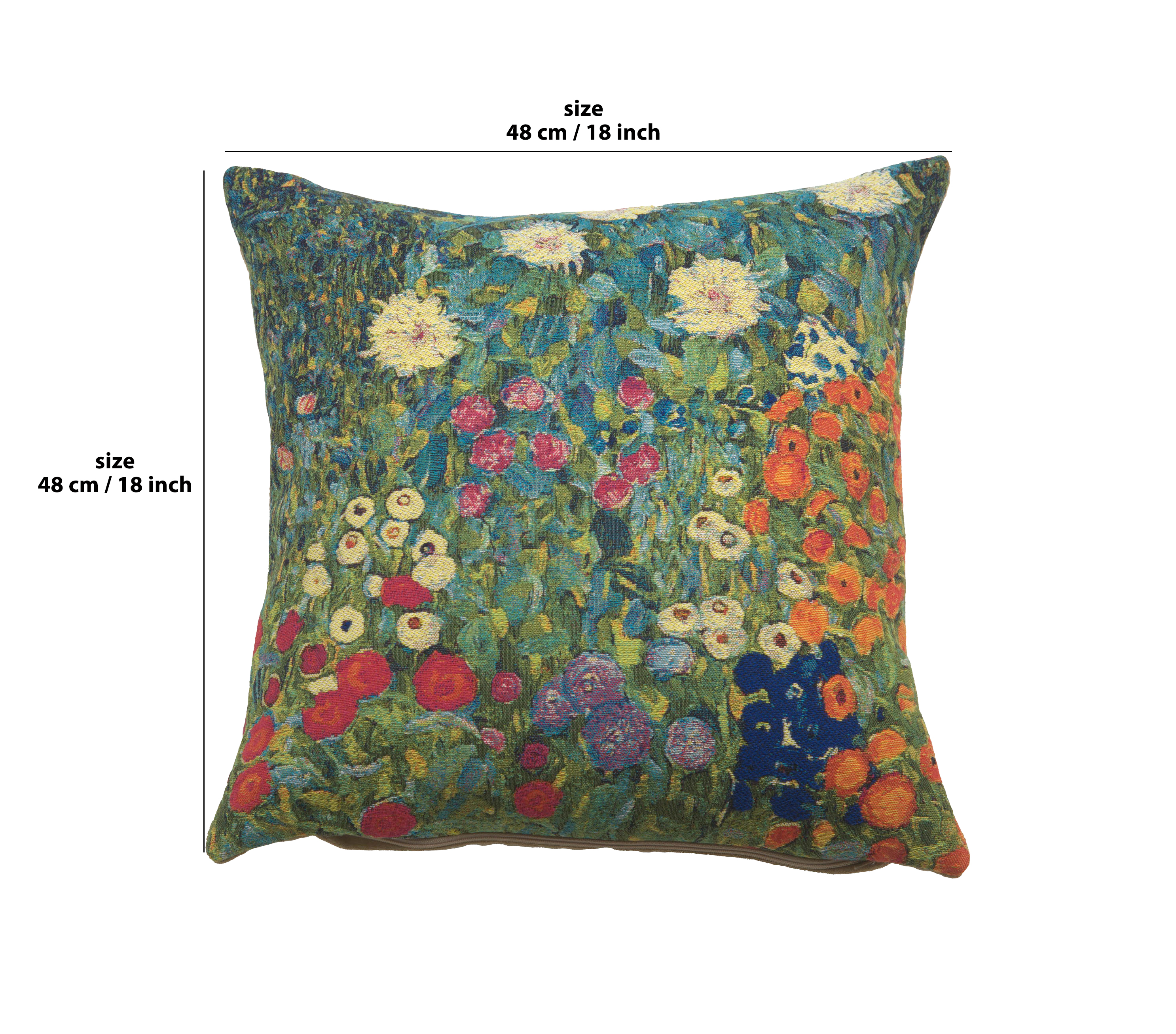 Gustav Klimt Garden Tapestry Pillow Cover 18x18 Inch Cotton Jacquard Woven Cushion Cover
