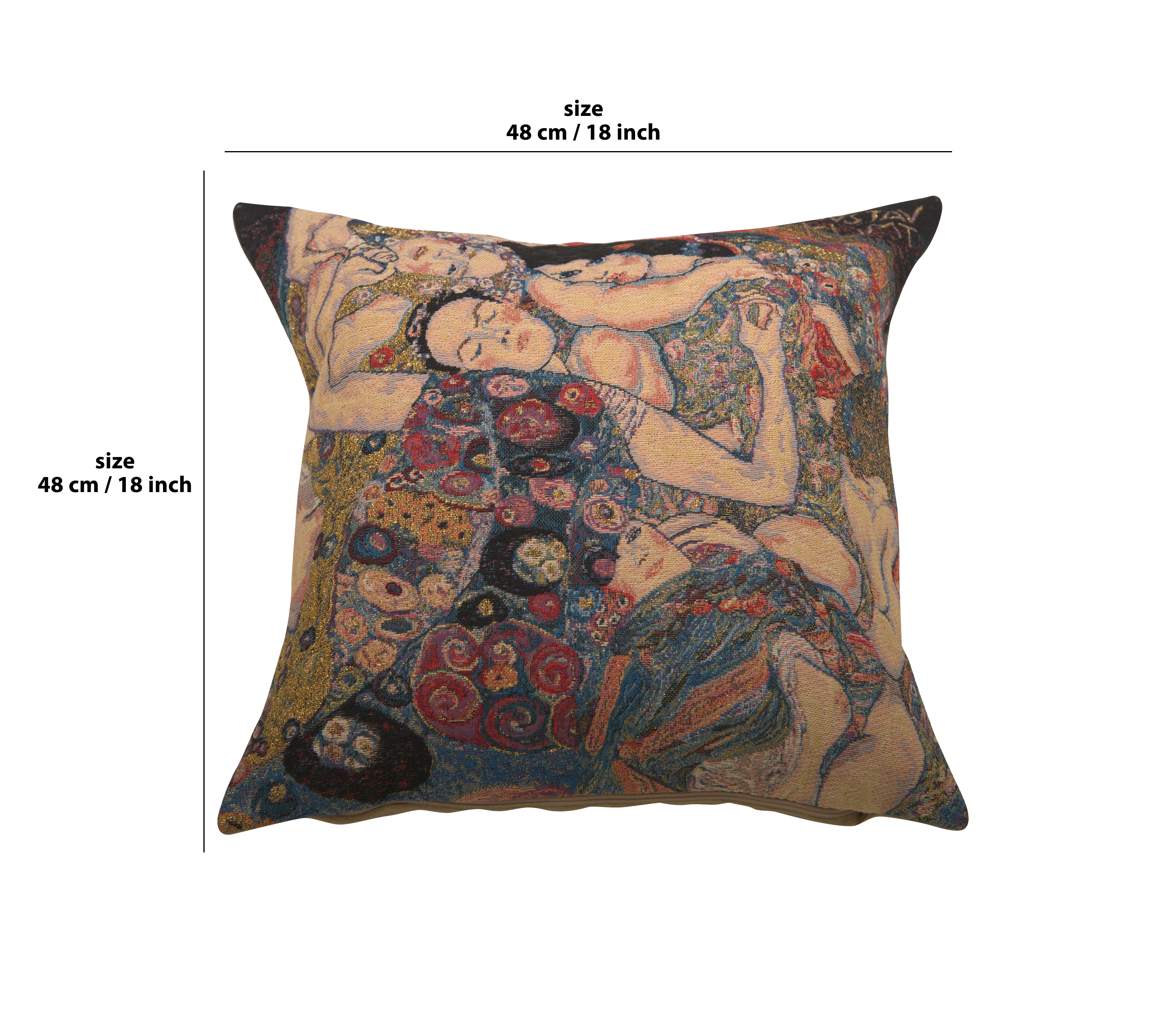 Gustav Klimt The Virgin Tapestry Pillow Cover 18x18 Inch Cotton Jacquard Woven Cushion Cover