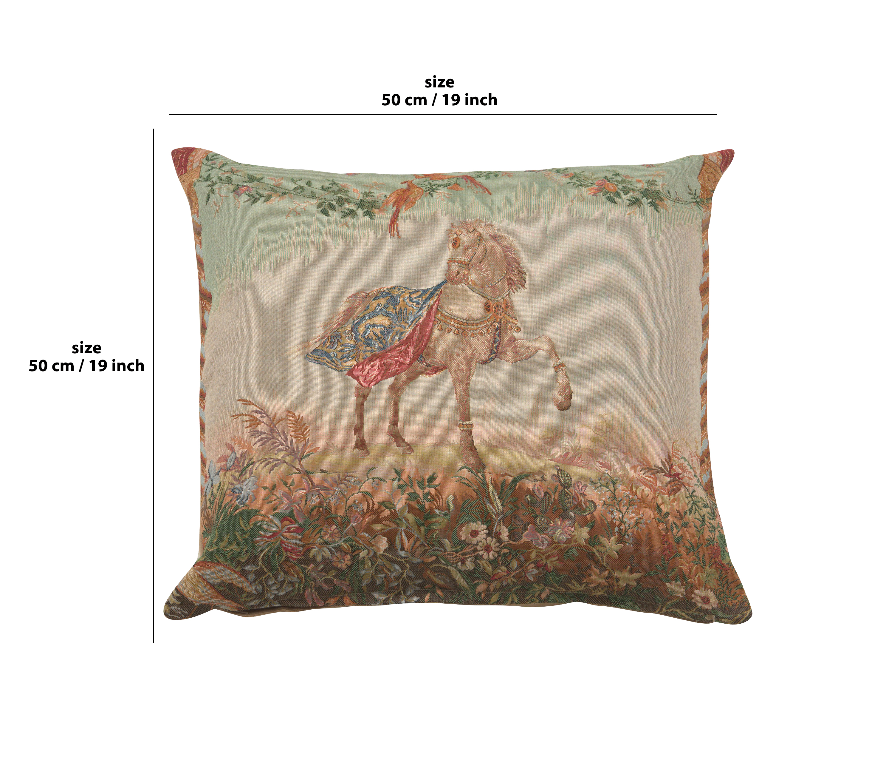 Jean Baptiste Huet Cheval Large Tapestry Pillow Cover 19x19 Inch Cotton Jacquard Woven Cushion Cover