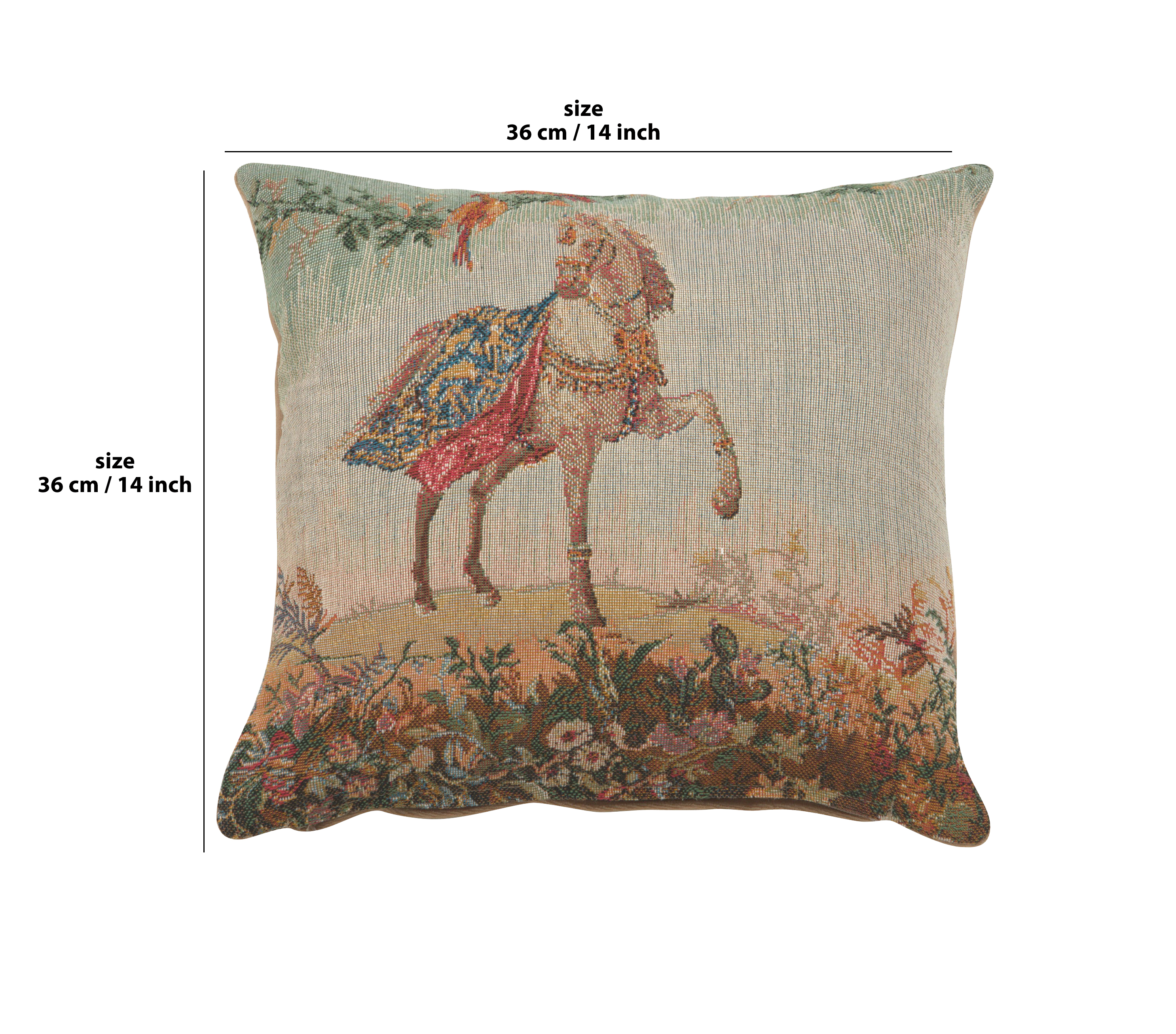 Jean Baptiste Huet Cheval Small Tapestry Pillow Cover 14x14 Inch Cotton Jacquard Woven Cushion Cover