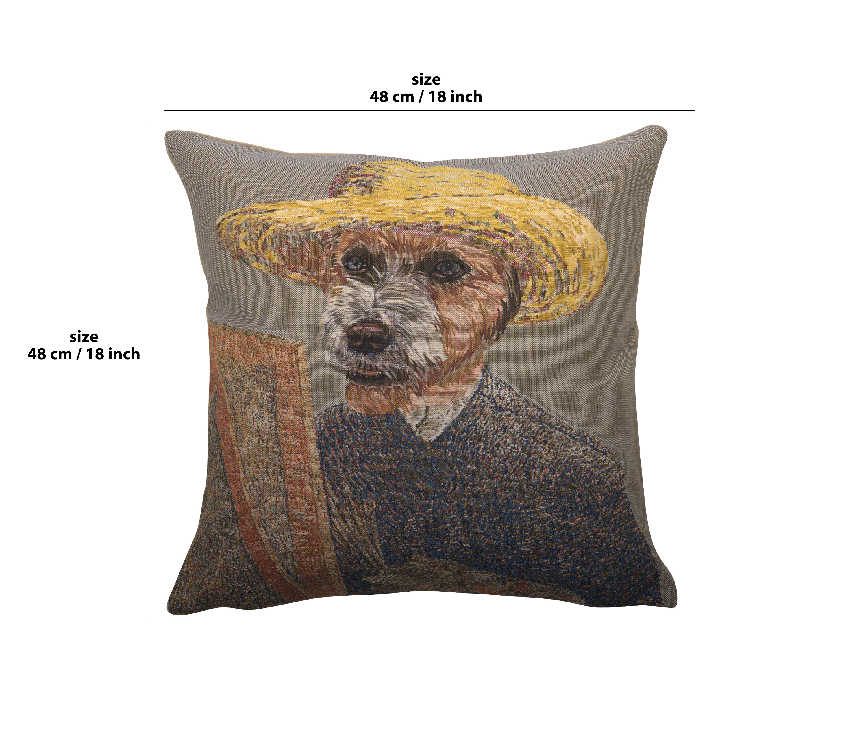 Vincent Van Gogh Dog Tapestry Pillow Cover 18x18 Inch Cotton Jacquard Woven Cushion Cover