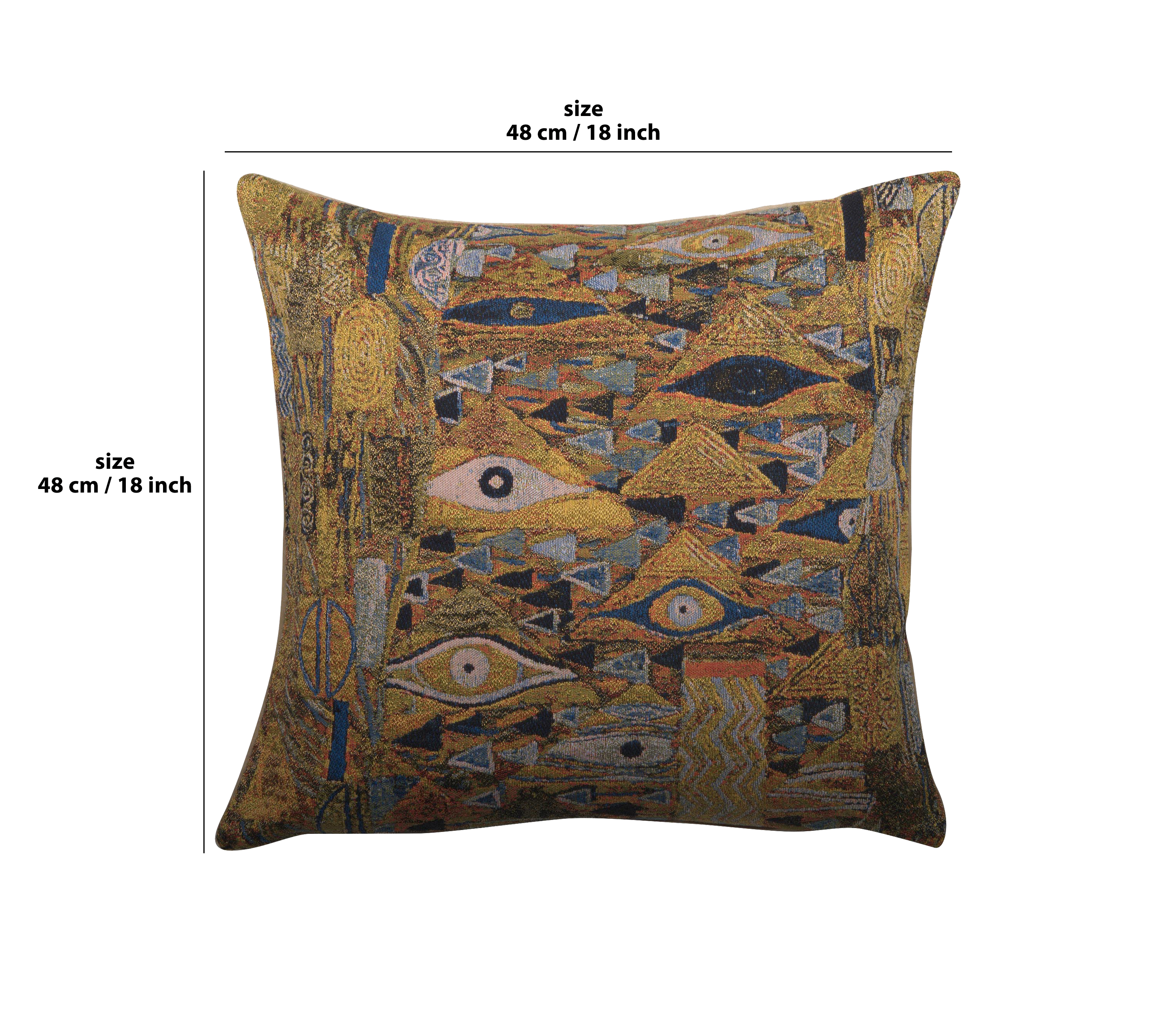 Gustav Klimt Patchwork Tapestry Pillow Cover 18x18 Inch Cotton Jacquard Woven Cushion Cover
