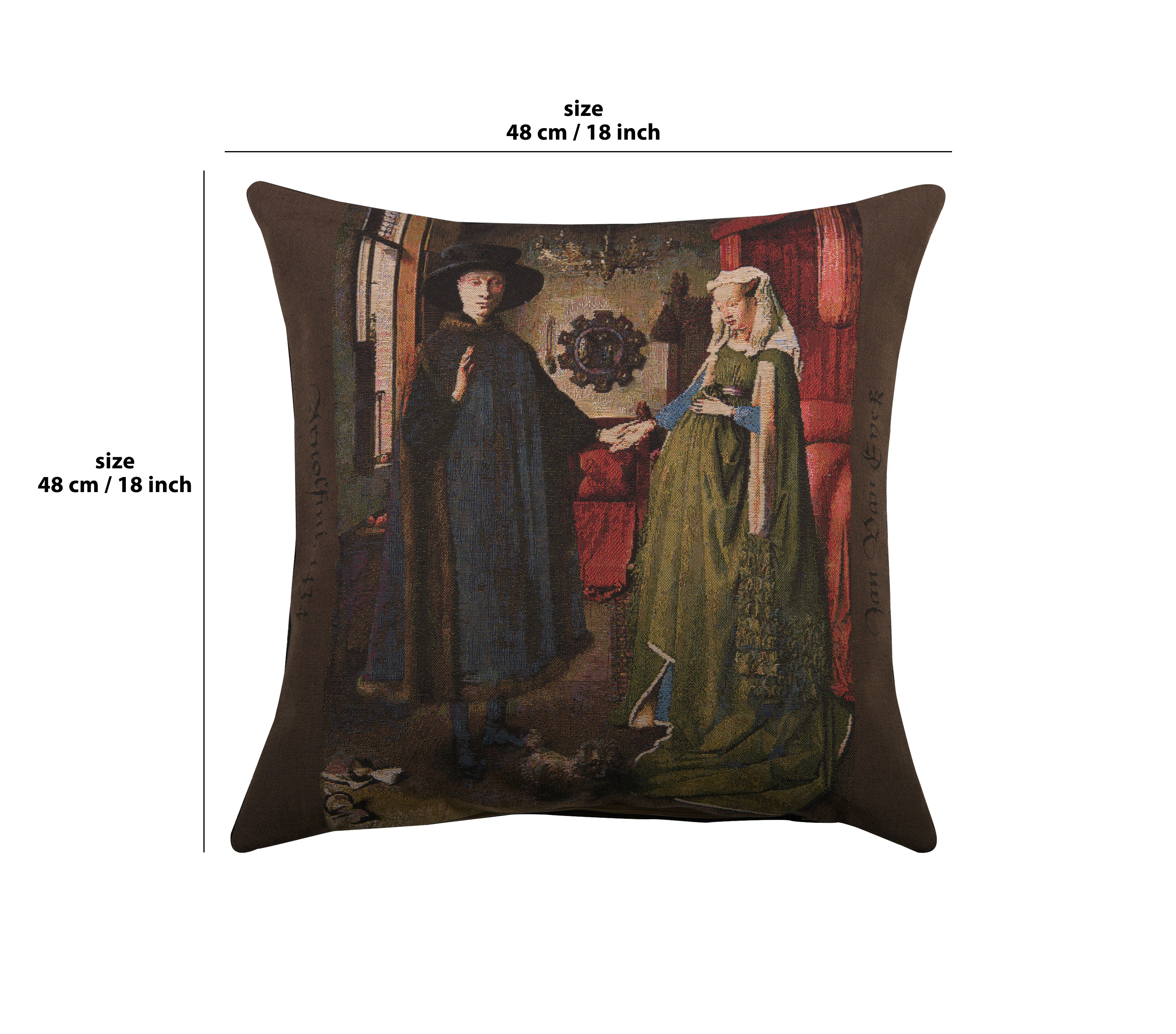 Jan and Hubert van Eyck Arnolfini Tapestry Pillow Cover 18x18 Inch Cotton Jacquard Woven Cushion Cover
