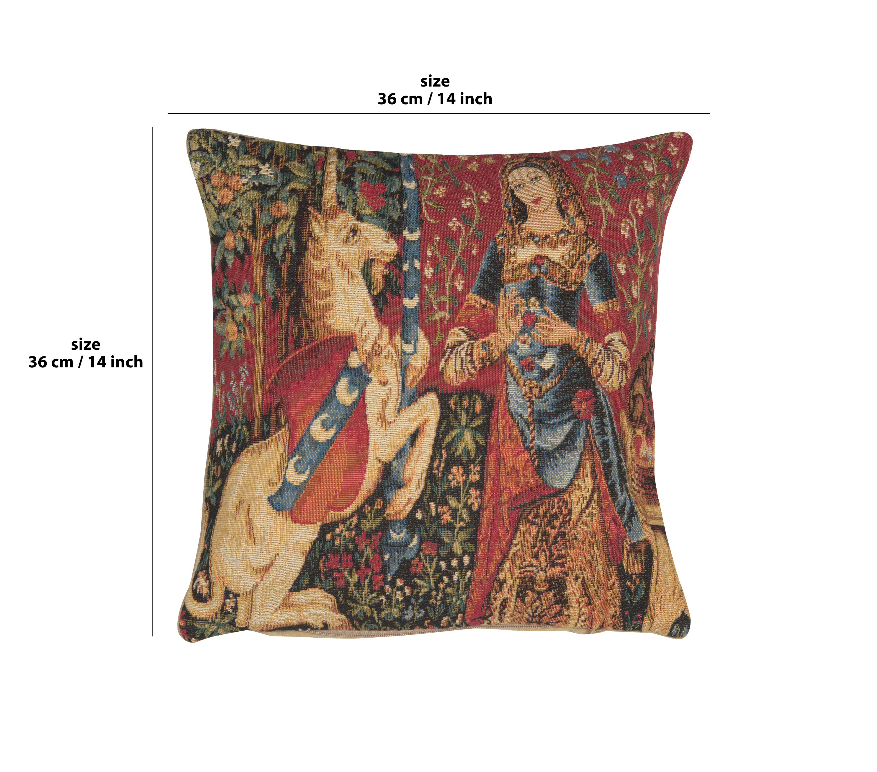 Medieval Smell Small Tapestry Pillow Cover 14x14 Inch Cotton Jacquard Woven Cushion Cover