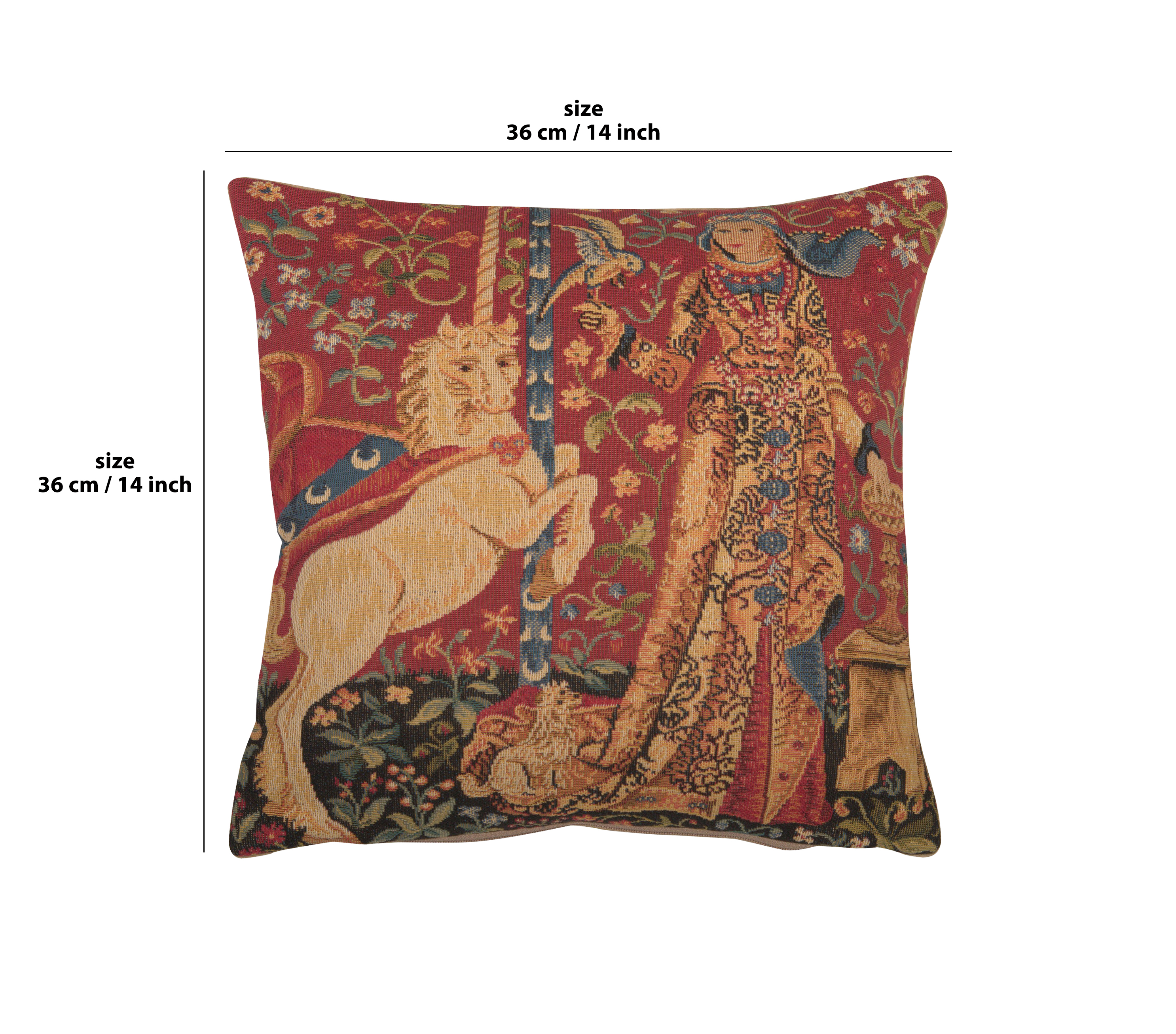 Medieval Taste Small Tapestry Pillow Cover 14x14 Inch Cotton Jacquard Woven Cushion Cover
