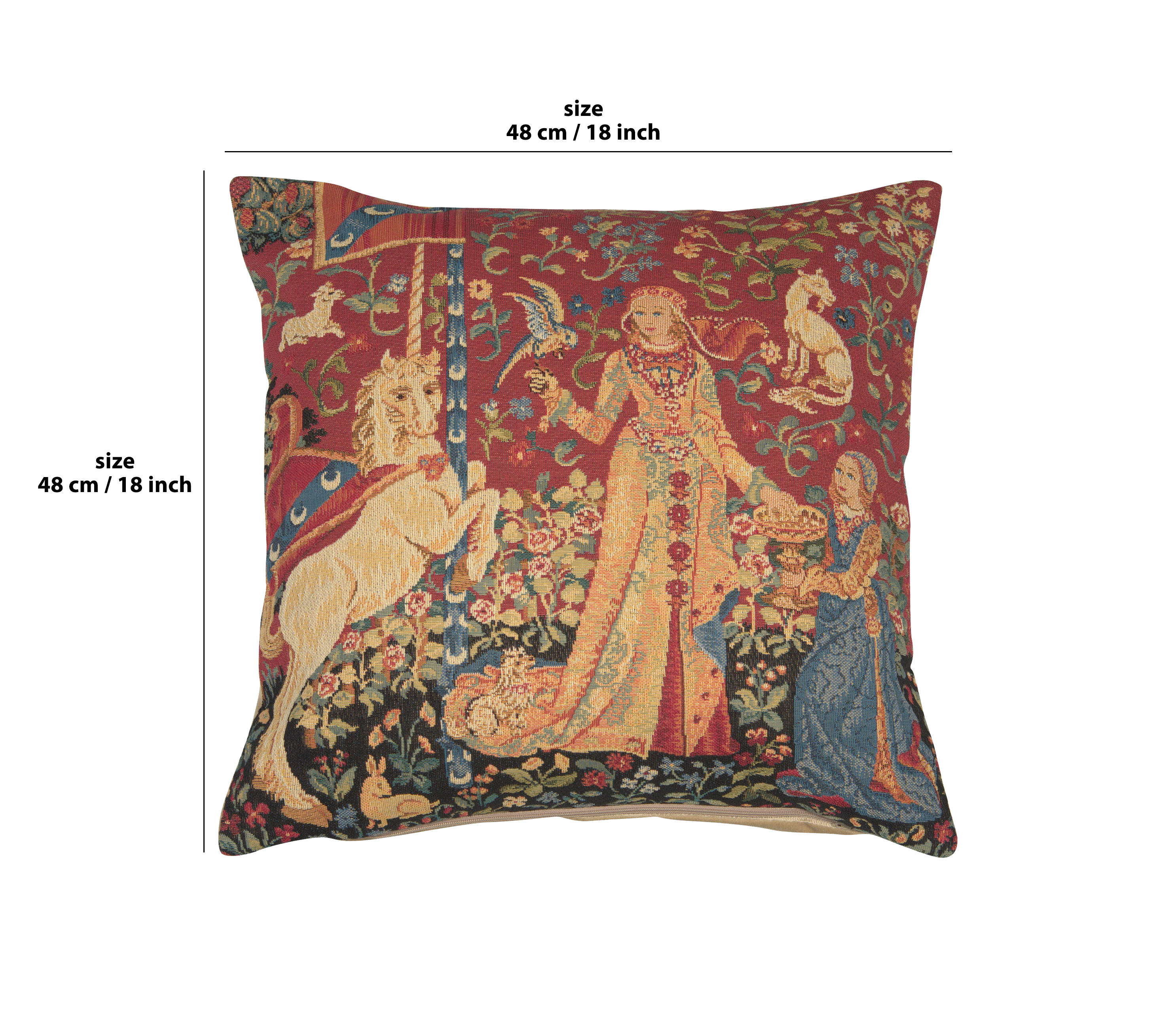 Medieval Taste Large Tapestry Pillow Cover 18x18 Inch Cotton Jacquard Woven Cushion Cover