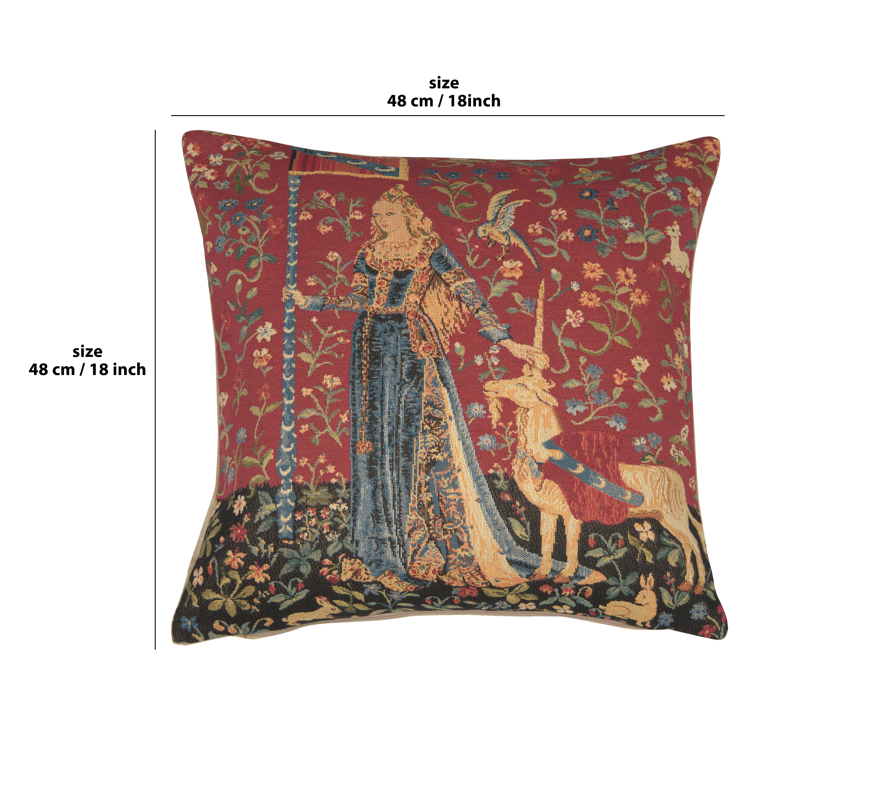 Medieval Touch Large Tapestry Pillow Cover 18x18 Inch Cotton Jacquard Woven Cushion Cover