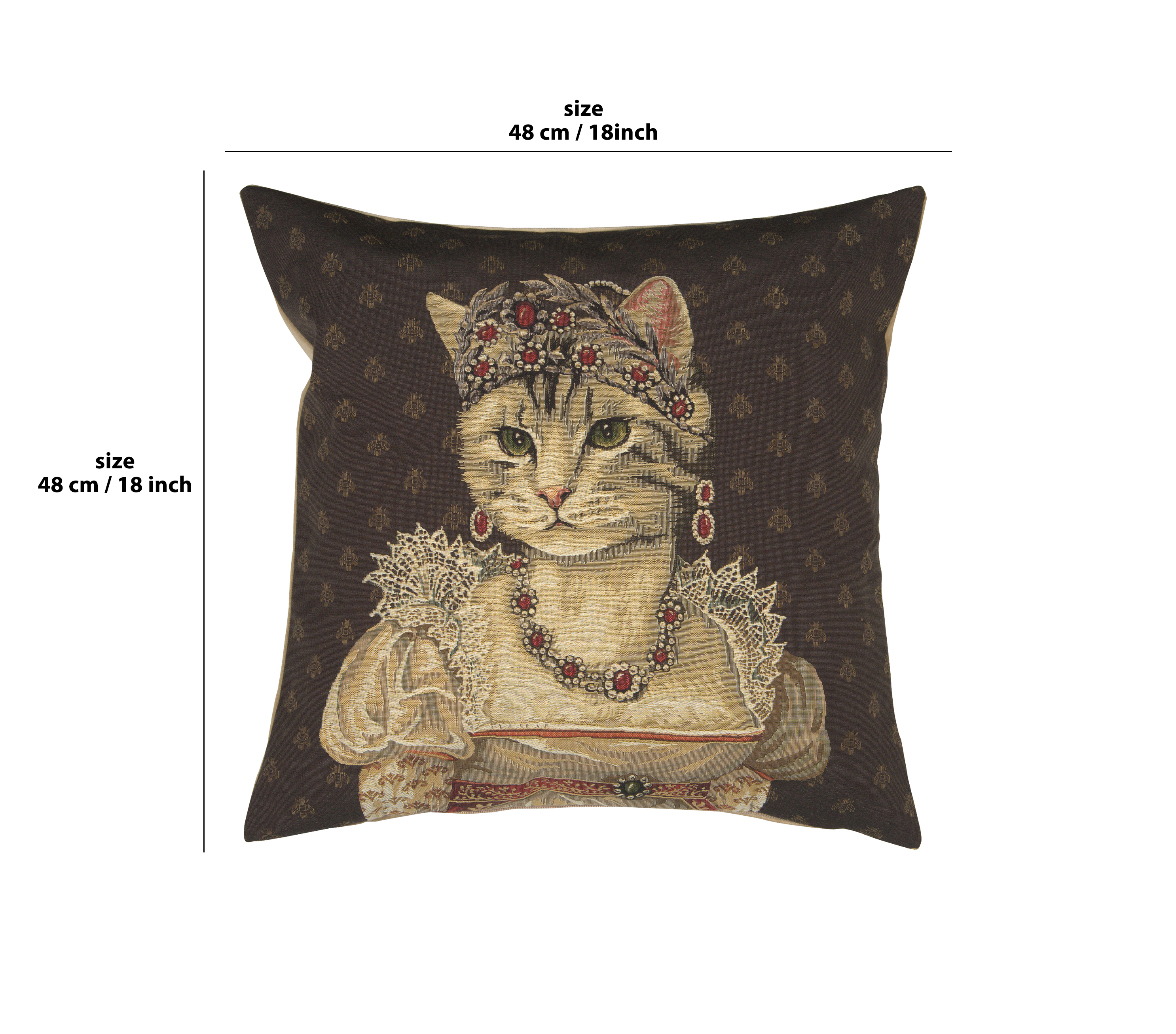 Cat Josephine Belgian Tapestry Pillow Cover 18x18 Inch Cotton Jacquard Woven Cushion Cover