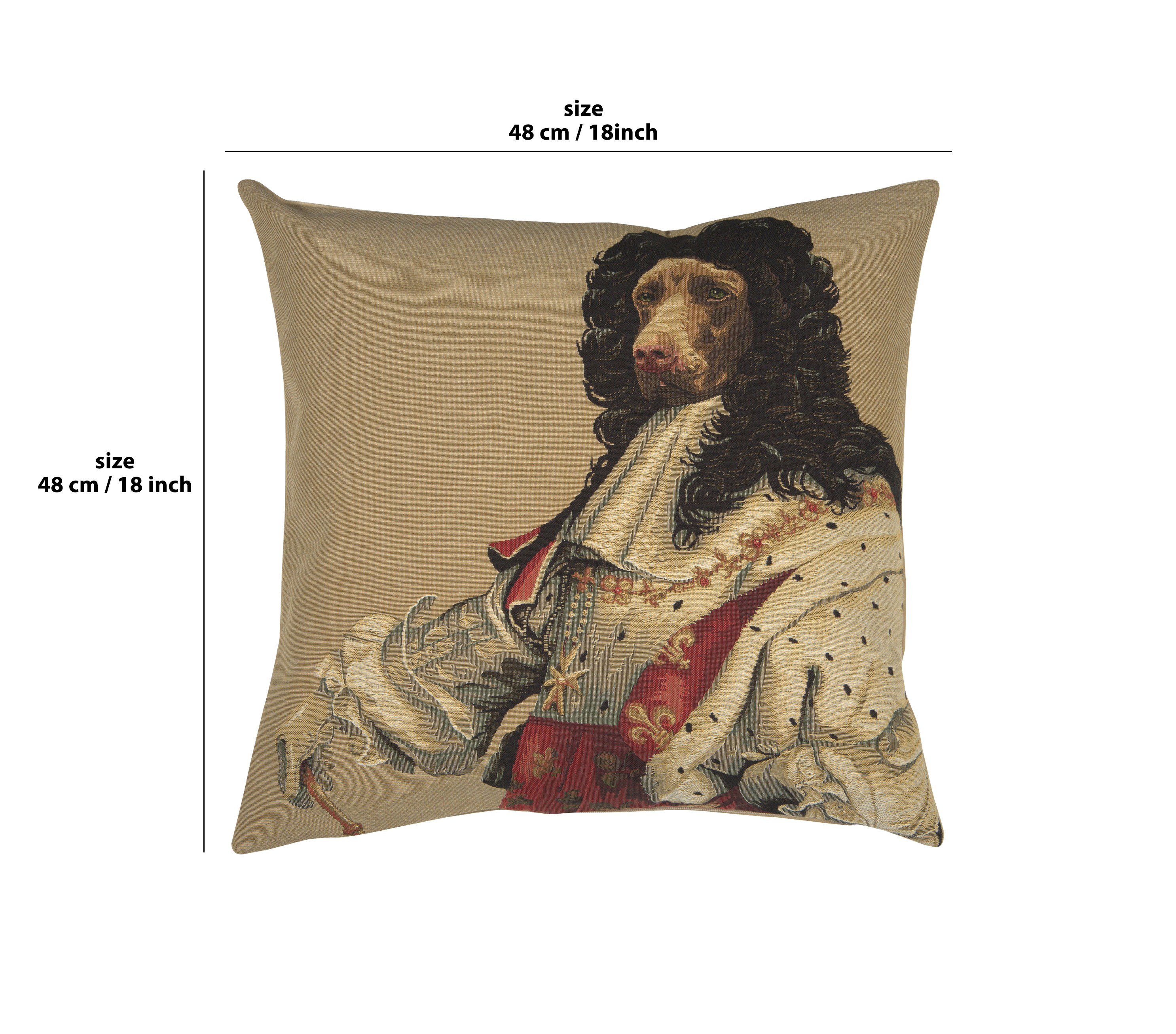 Chien Napoleon Chien Louis XIV Tapestry Pillow Cover 18x18 Inch Cotton Jacquard Woven Cushion Cover