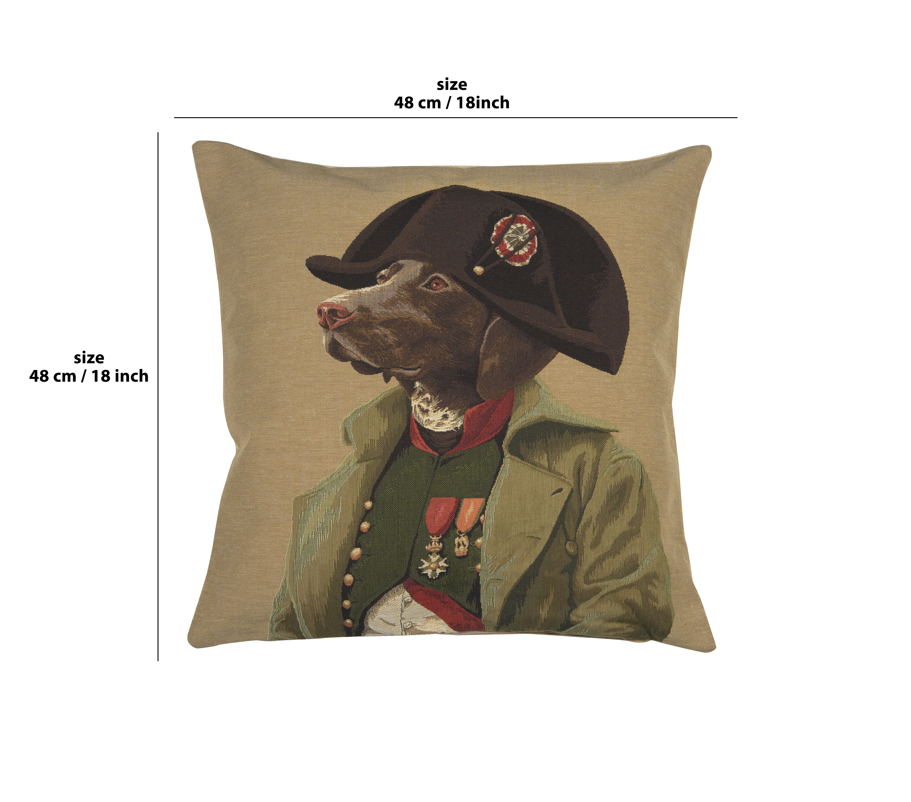 Napoleon Chien Tapestry Pillow Cover 18x18 Inch Cotton Jacquard Woven Cushion Cover