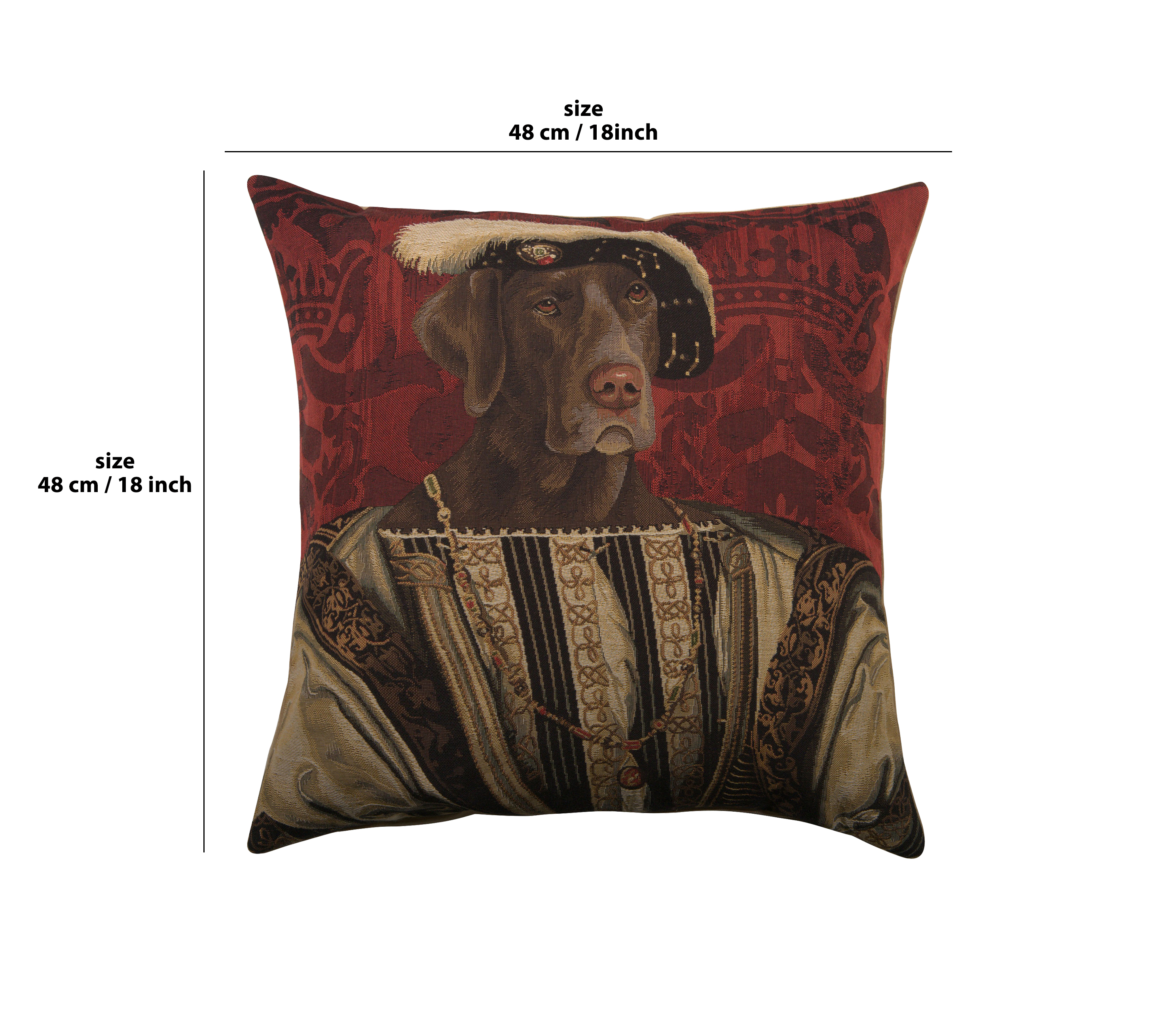 Chien Napoleon Francois Premier Tapestry Pillow Cover 18x18 Inch Cotton Jacquard Woven Cushion Cover