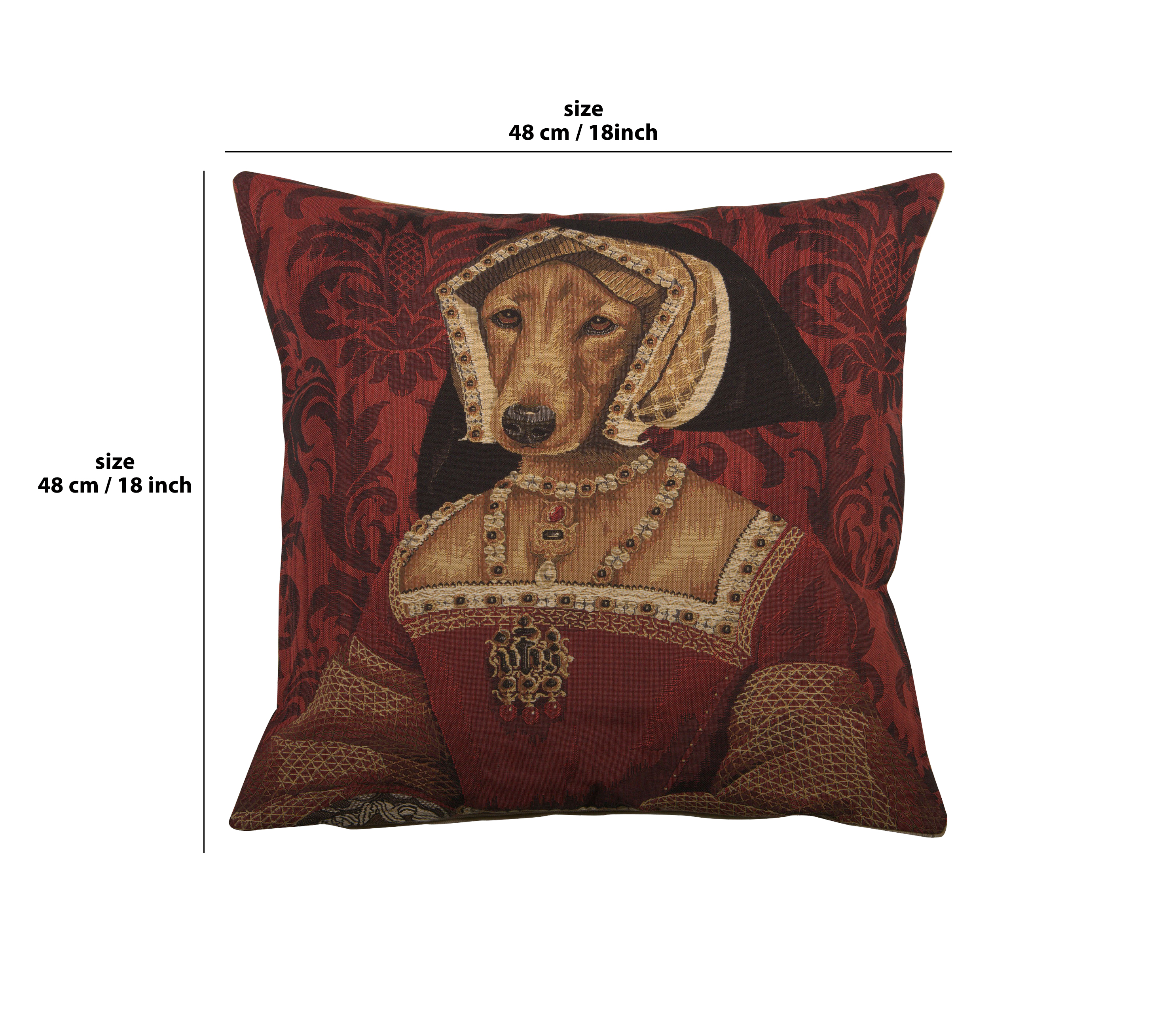Chien Napoleon Claude de France Tapestry Pillow Cover 18x18 Inch Cotton Jacquard Woven Cushion Cover