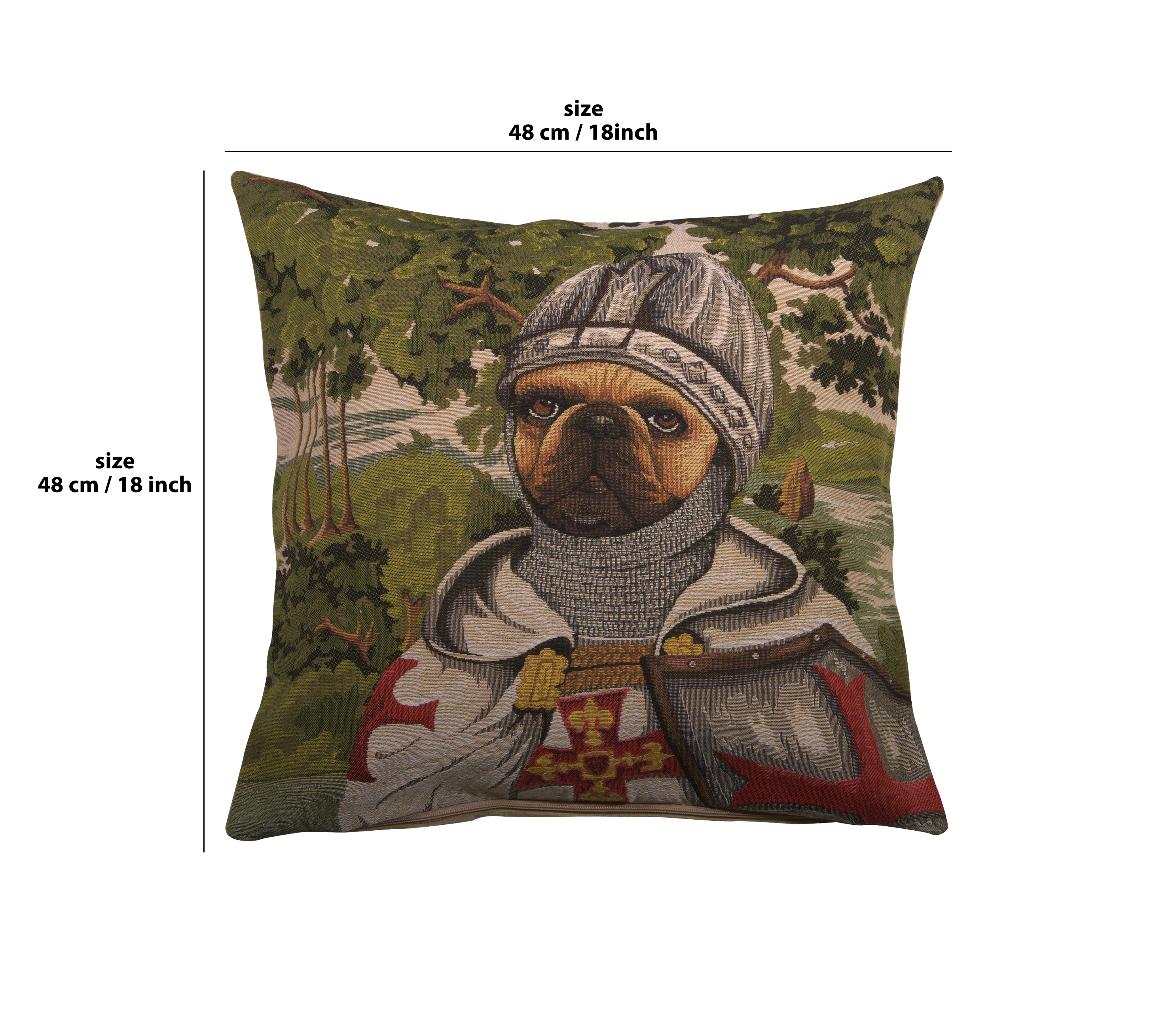 Chien Napoleon Lancelot Tapestry Pillow Cover 18x18 Inch Cotton Jacquard Woven Cushion Cover