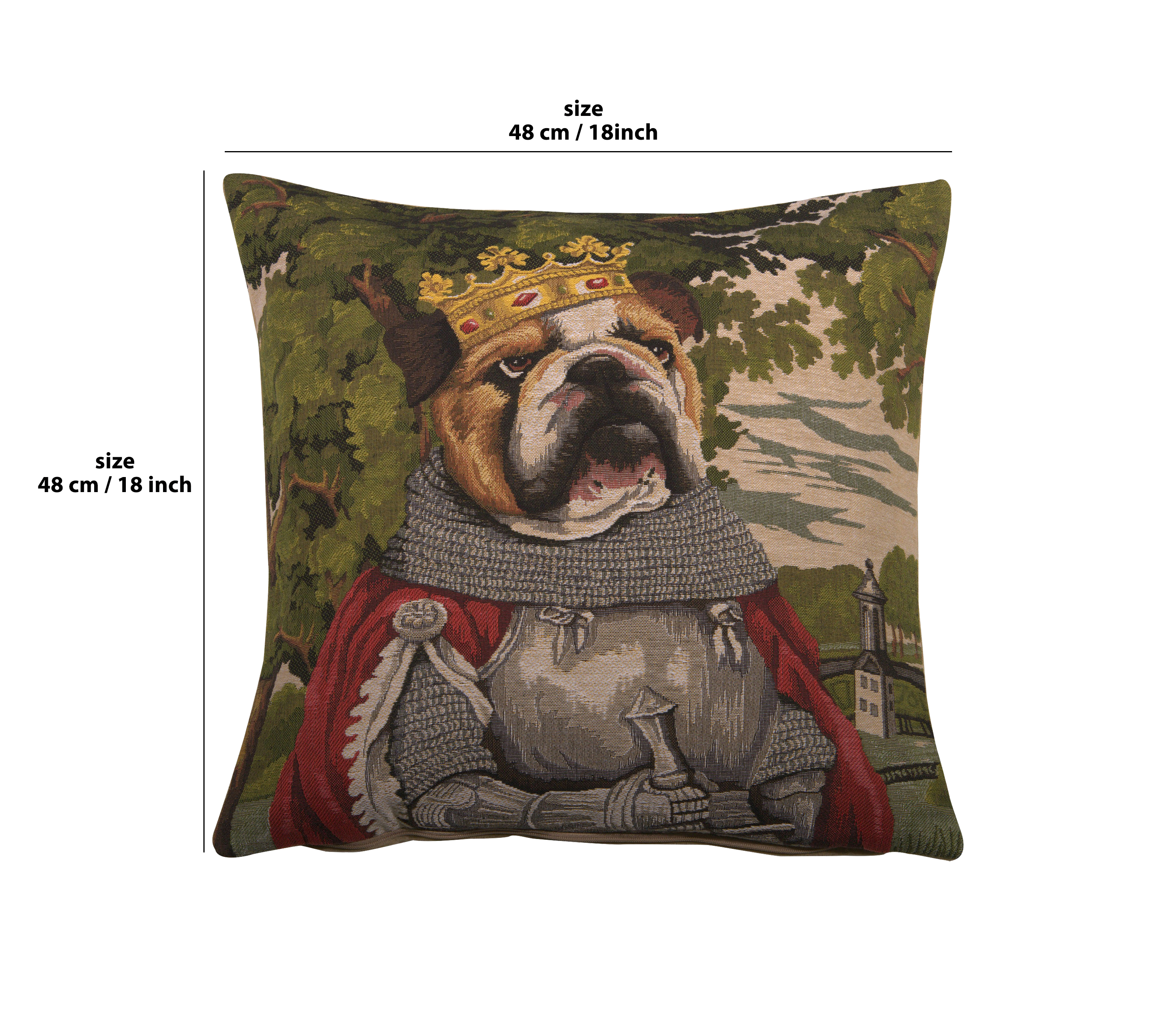 Chien Napoleon Arthur Tapestry Pillow Cover 18x18 Inch Cotton Jacquard Woven Cushion Cover