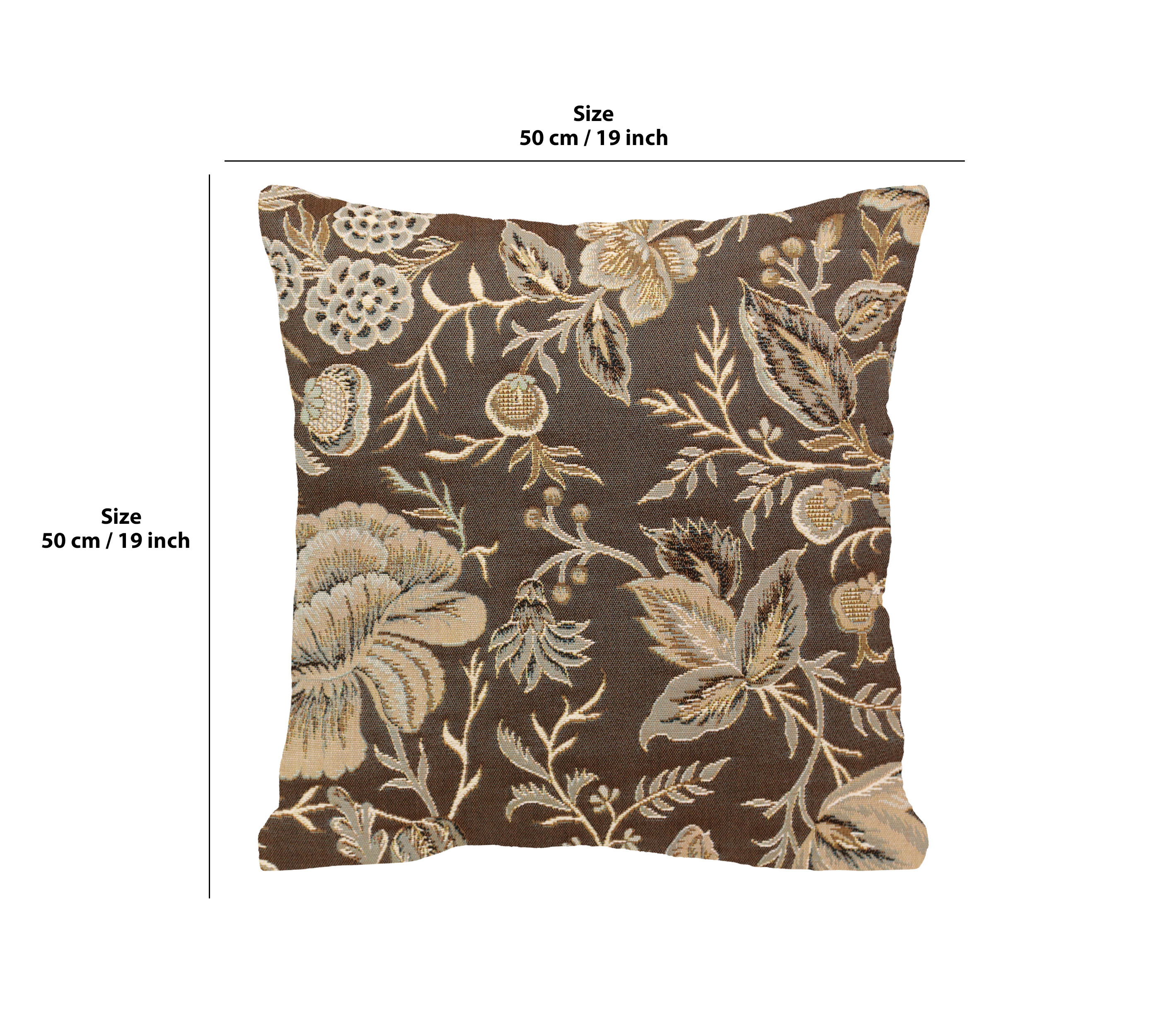 Floral Peony Grey A Tapestry Pillow Cover 19x19 Inch Cotton Jacquard Woven Cushion Cover
