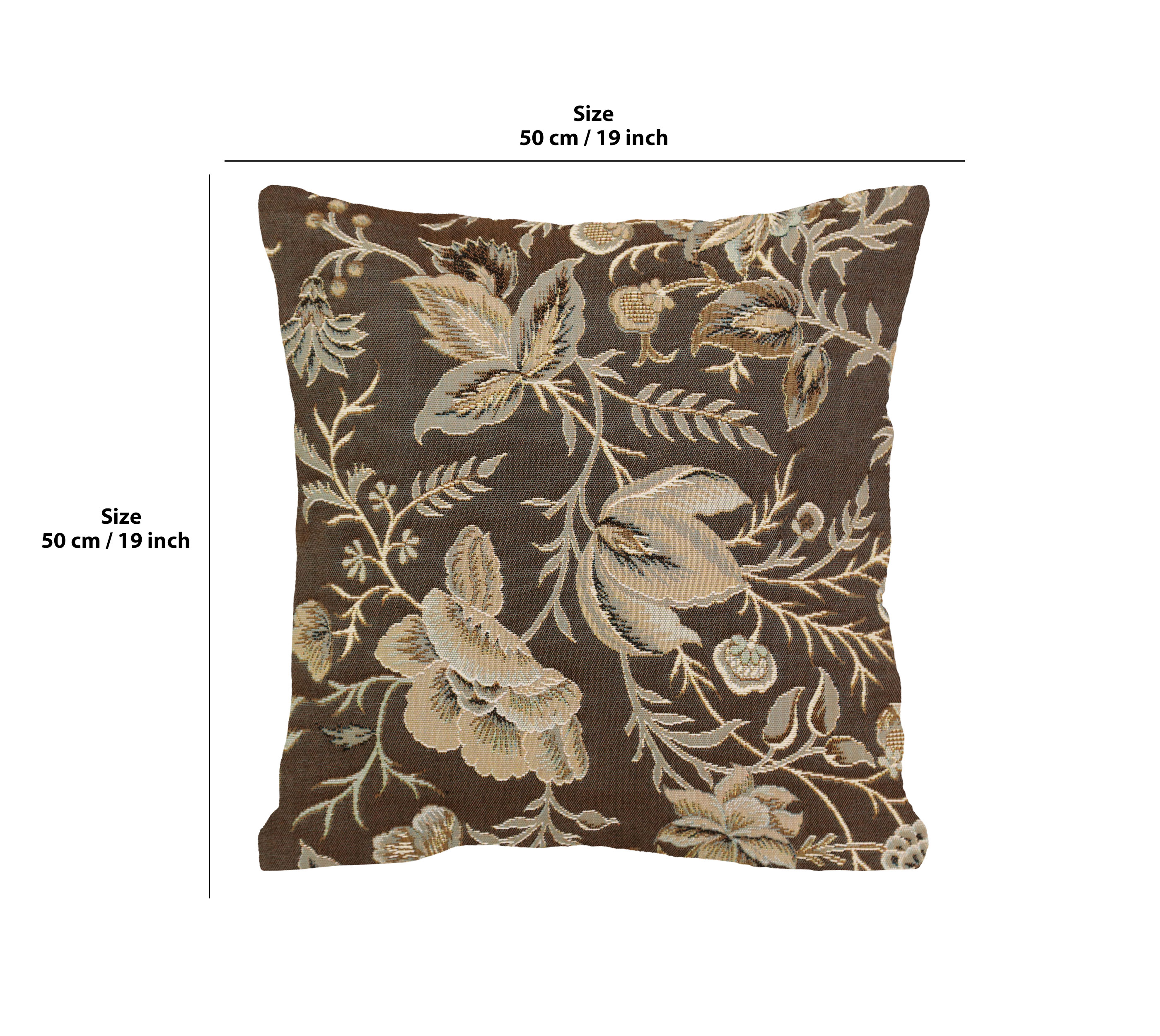 Floral Peony Grey B Tapestry Pillow Cover 19x19 Inch Cotton Jacquard Woven Cushion Cover