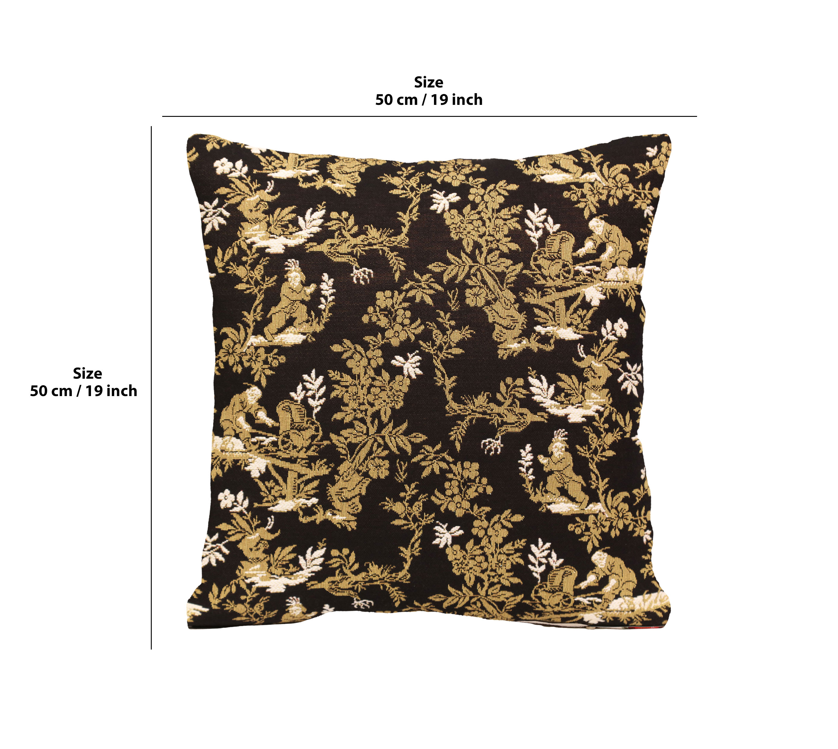 The Chinese on a Wheelbarrow Black French Tapestry Pillow Cover 19x19 Inch Cotton Jacquard Woven Cushion Cover