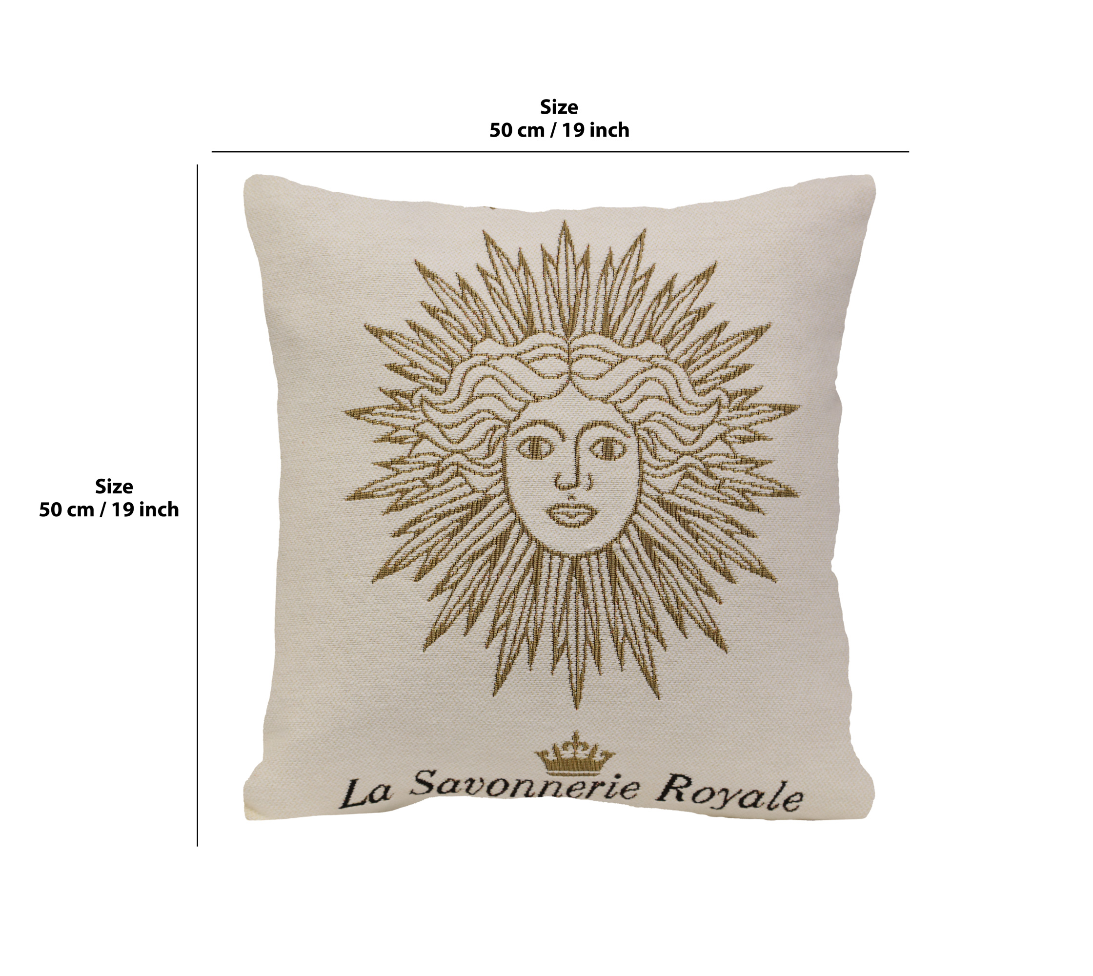 Charles Le Brun Gold Sun Tapestry Pillow Cover 19x19 Inch Cotton Jacquard Woven Cushion Cover