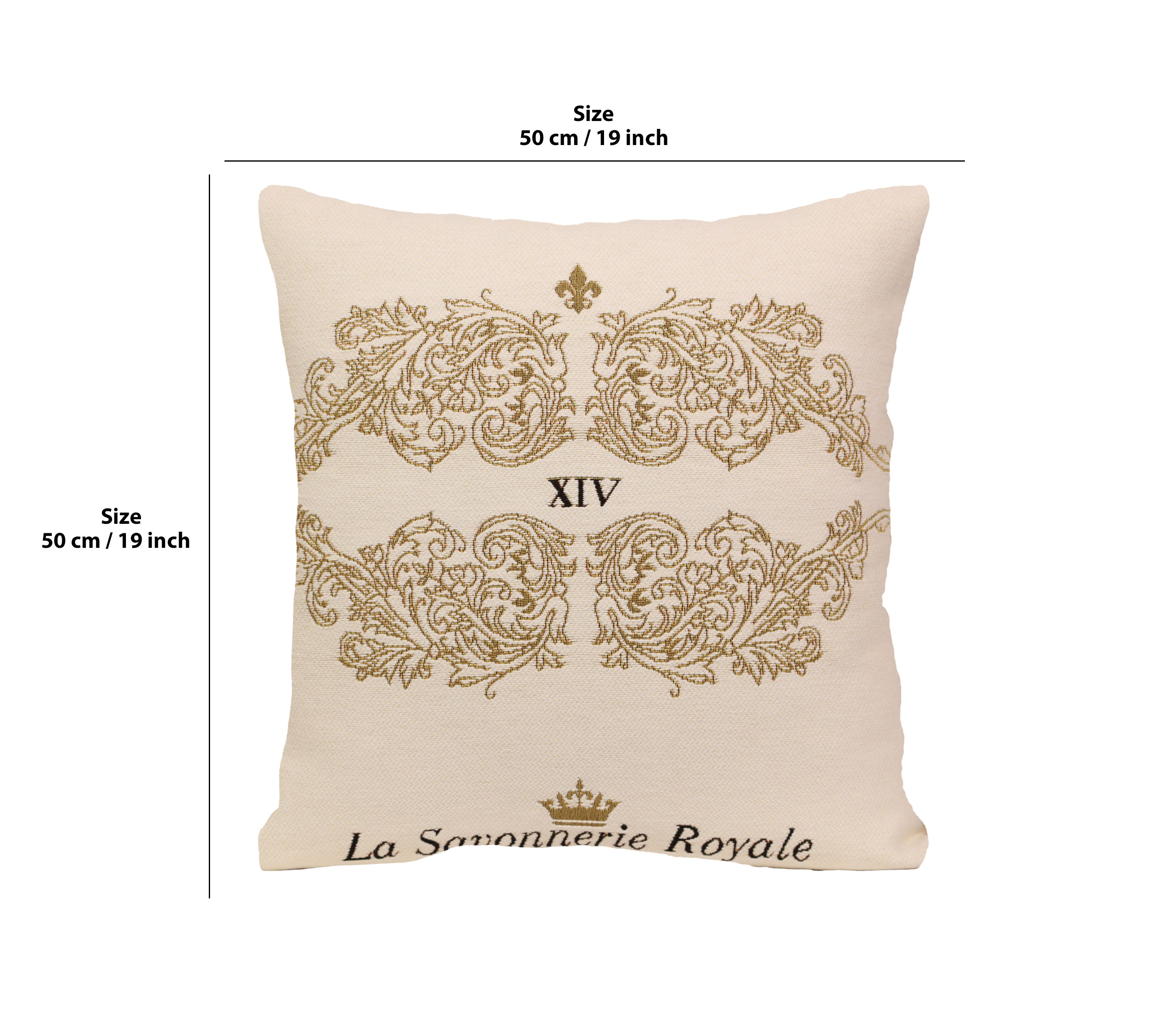 Charles Le Brun Gold Ornament Tapestry Pillow Cover 19x19 Inch Cotton Jacquard Woven Cushion Cover