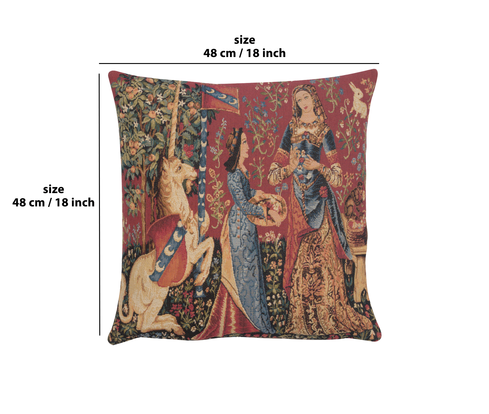Medieval Vintage Smell Tapestry Pillow Cover 18x18 Inch Cotton Jacquard Woven Cushion Cover