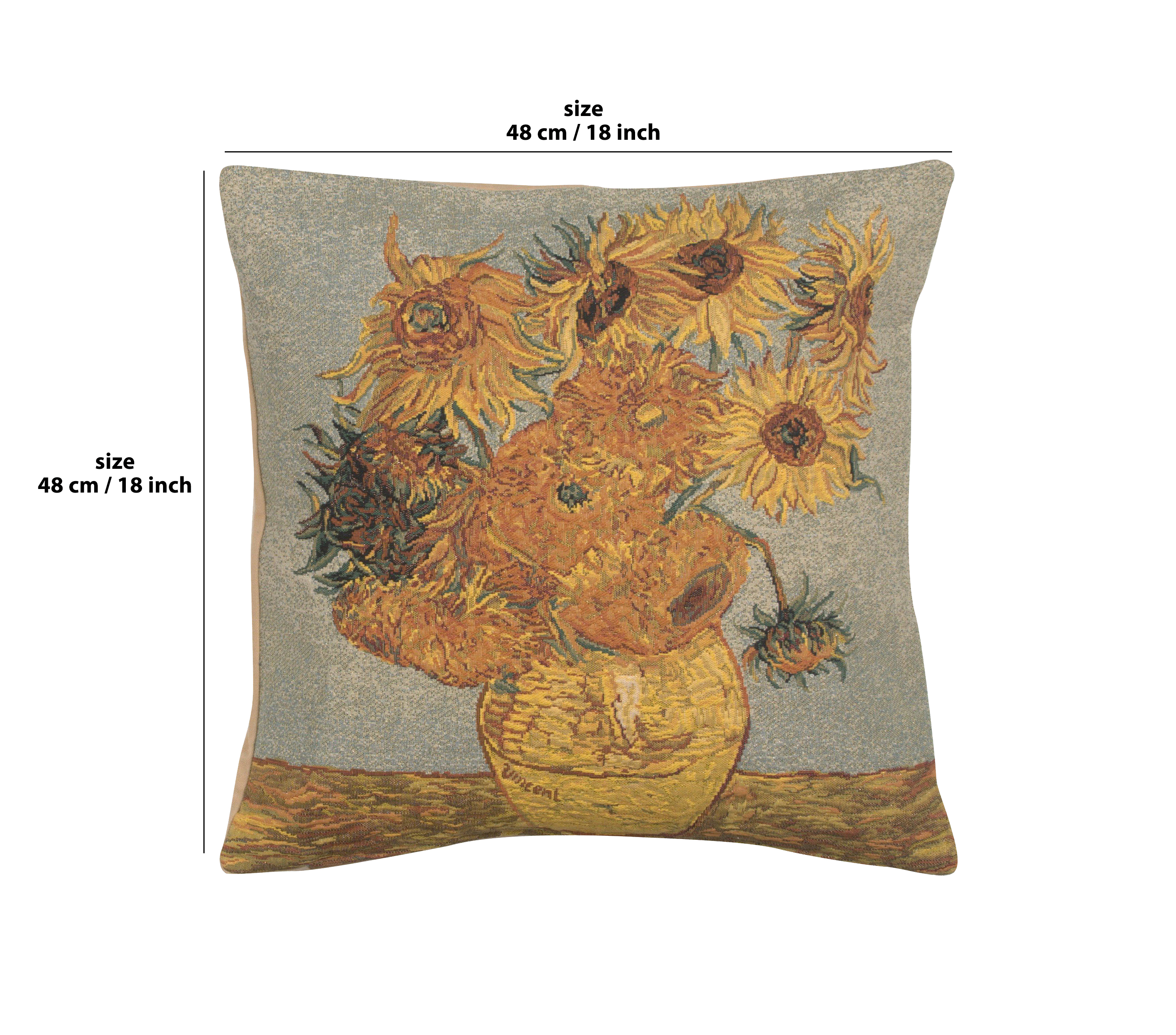 Vincent Van Gogh Sun III Tapestry Pillow Cover 18x18 Inch Cotton Jacquard Woven Cushion Cover