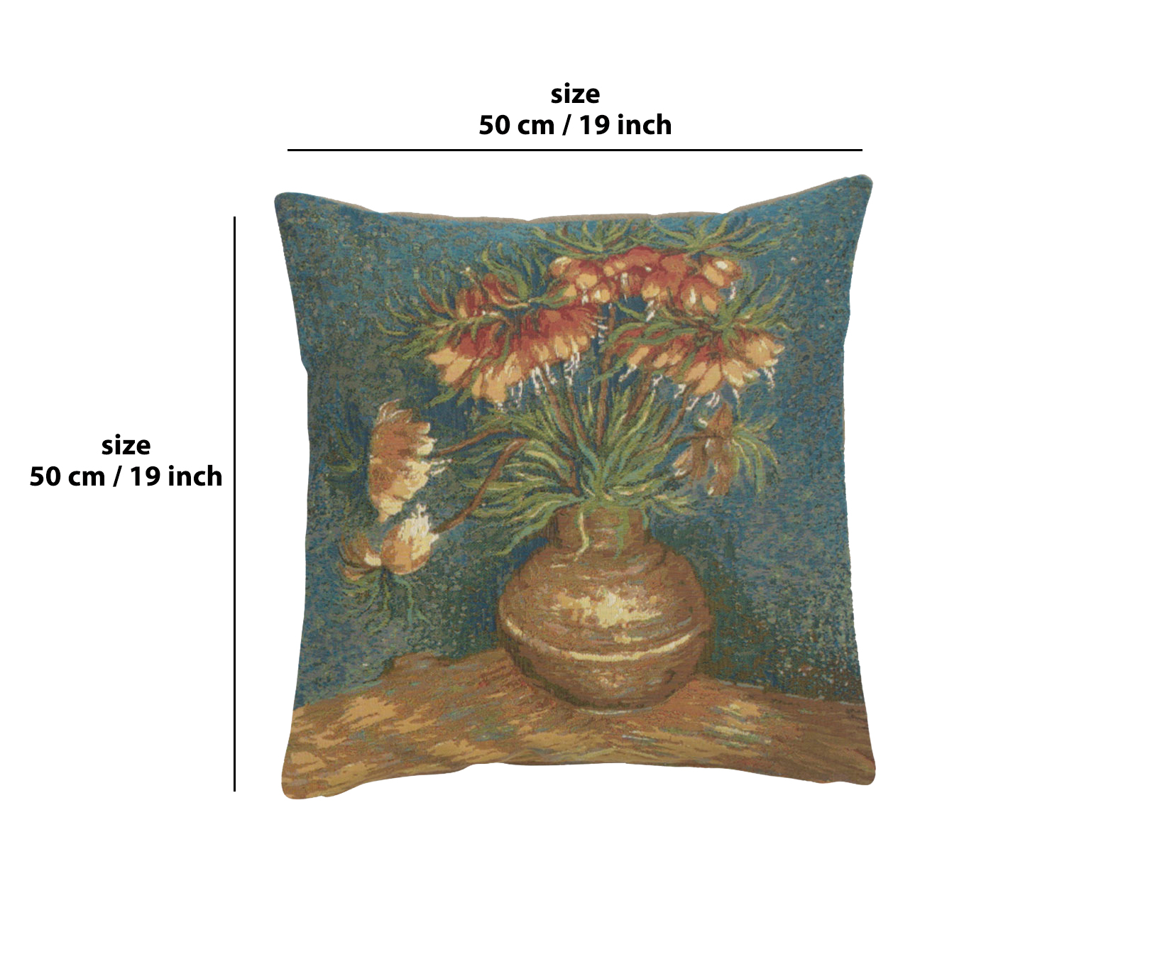 Lilies by Van Gogh European Tapestry Pillow Cover 18x18 Inch Pure Cotton Cushion Cover