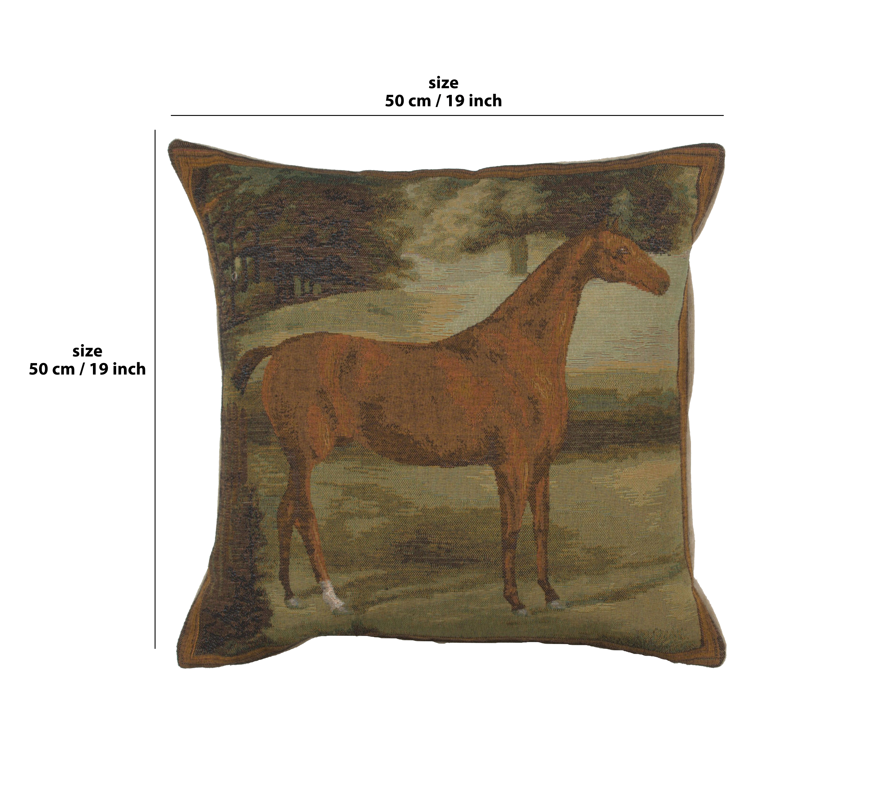 John Boultbee Alezan Horse Tapestry Pillow Cover 19x19 Inch Cotton Jacquard Woven Cushion Cover