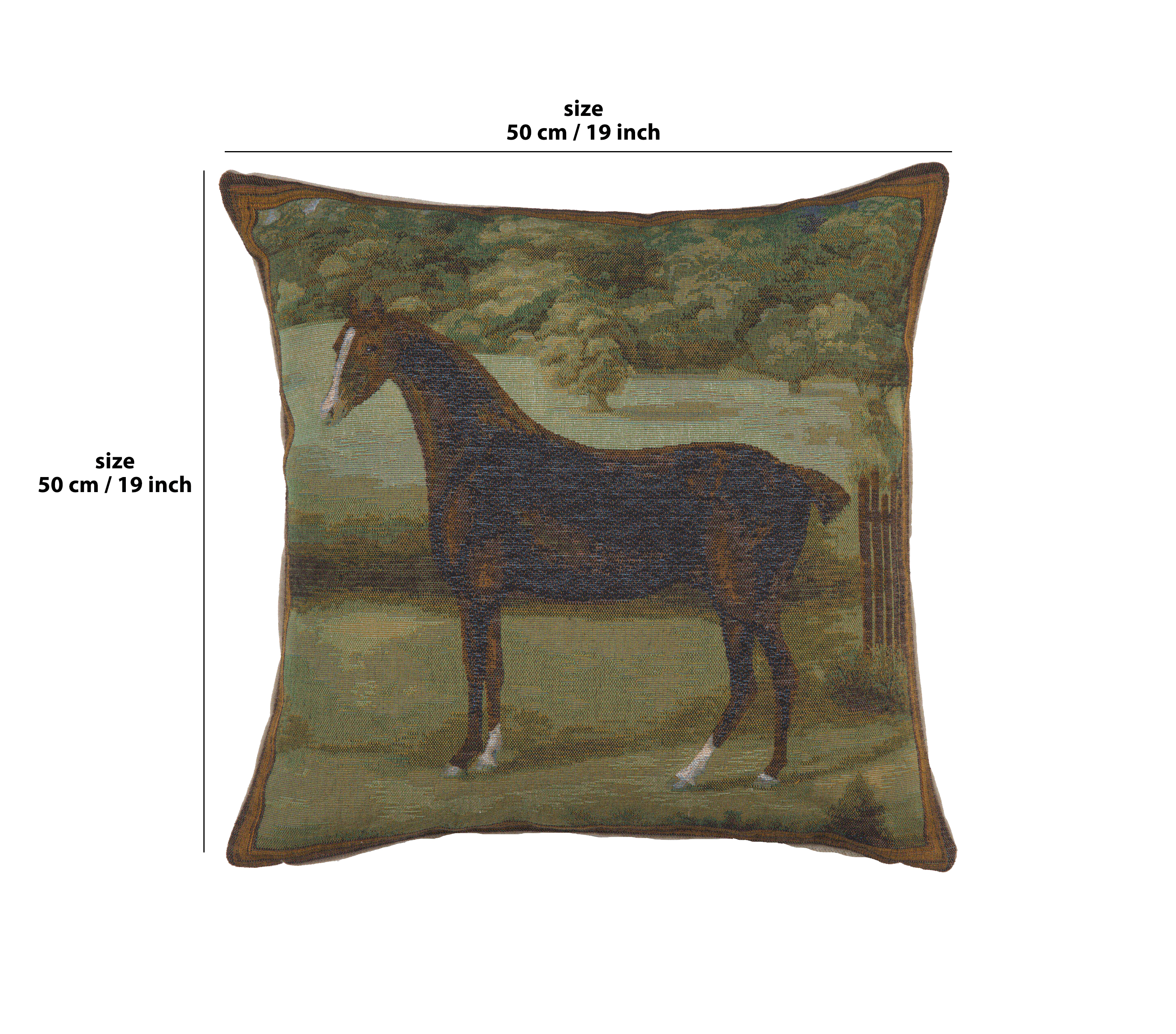 John Boultbee Black Horse Tapestry Pillow Cover 19x19 Inch Cotton Jacquard Woven Cushion Cover
