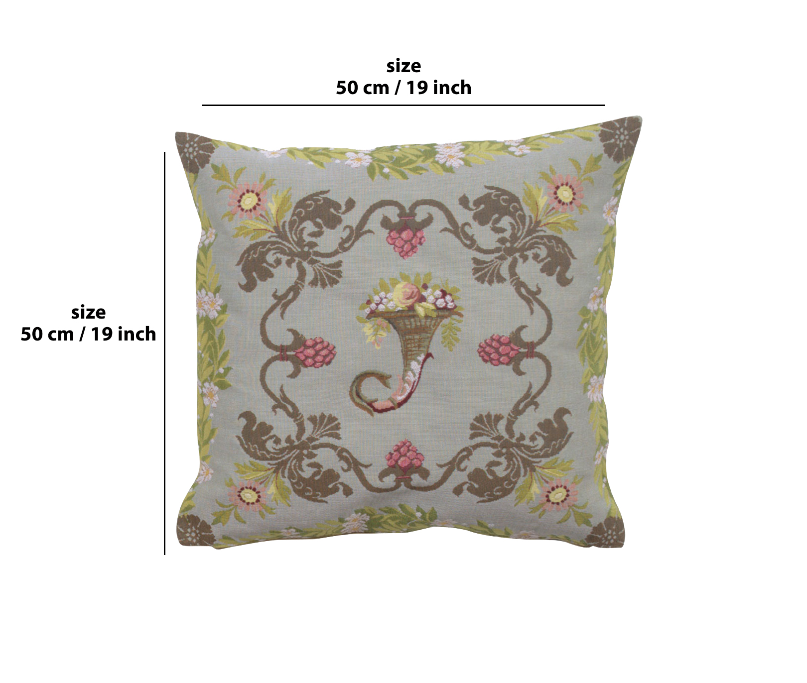 Floral Josephine Tapestry Pillow Cover 19x19 Inch Cotton Jacquard Woven Cushion Cover