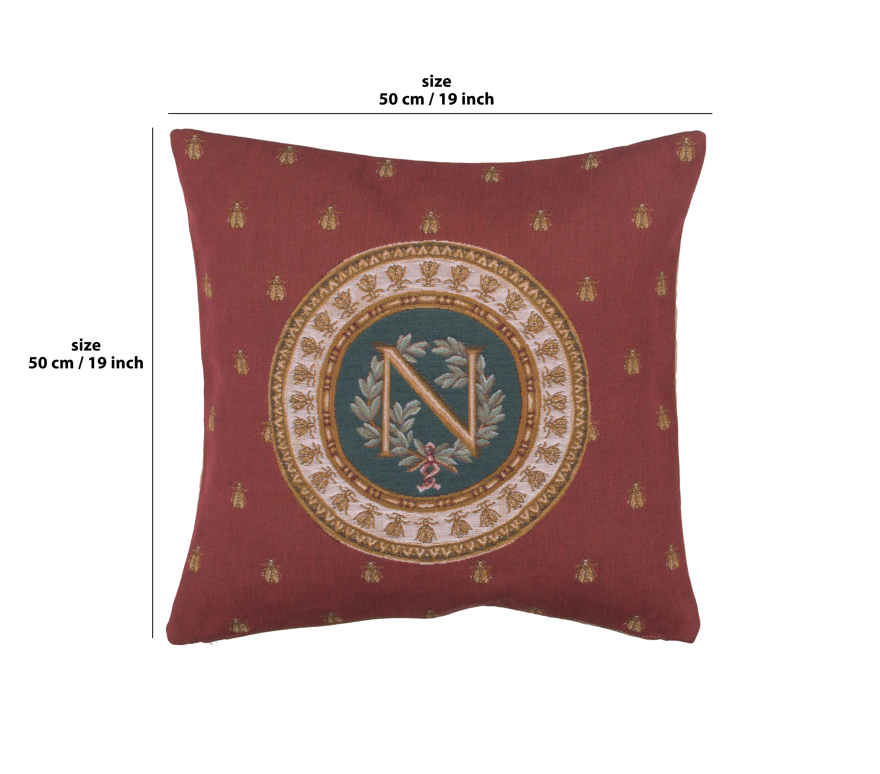 French Decorative Red Tapestry Pillow Cover 18x18 Inch Cotton Jacquard Woven Cushion Cover
