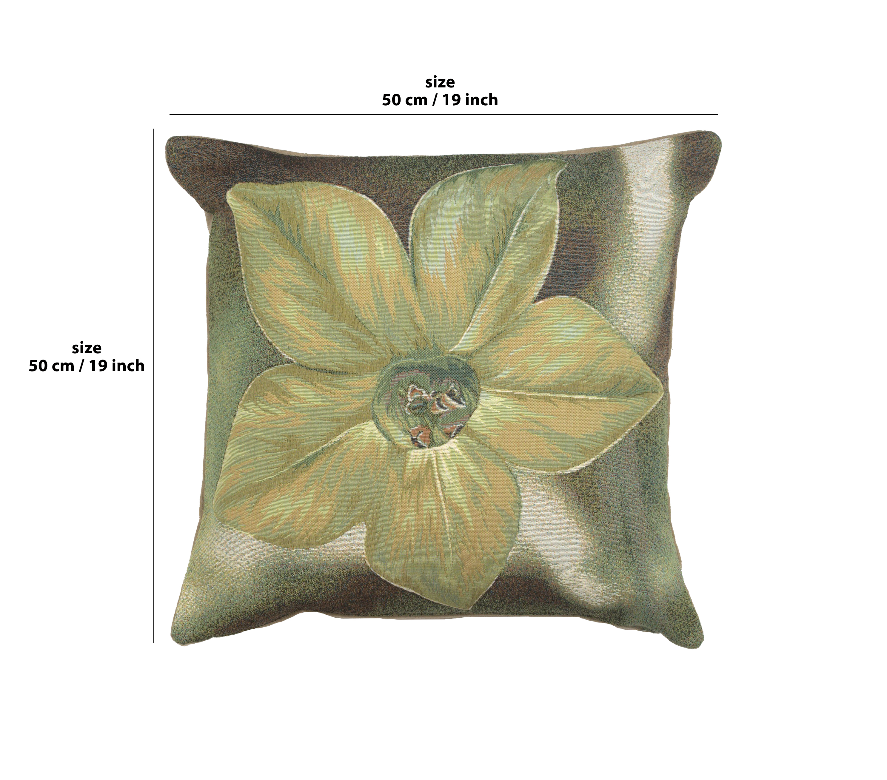 Floral Green Star Tapestry Pillow Cover 19x19 Inch Cotton Jacquard Woven Cushion Cover
