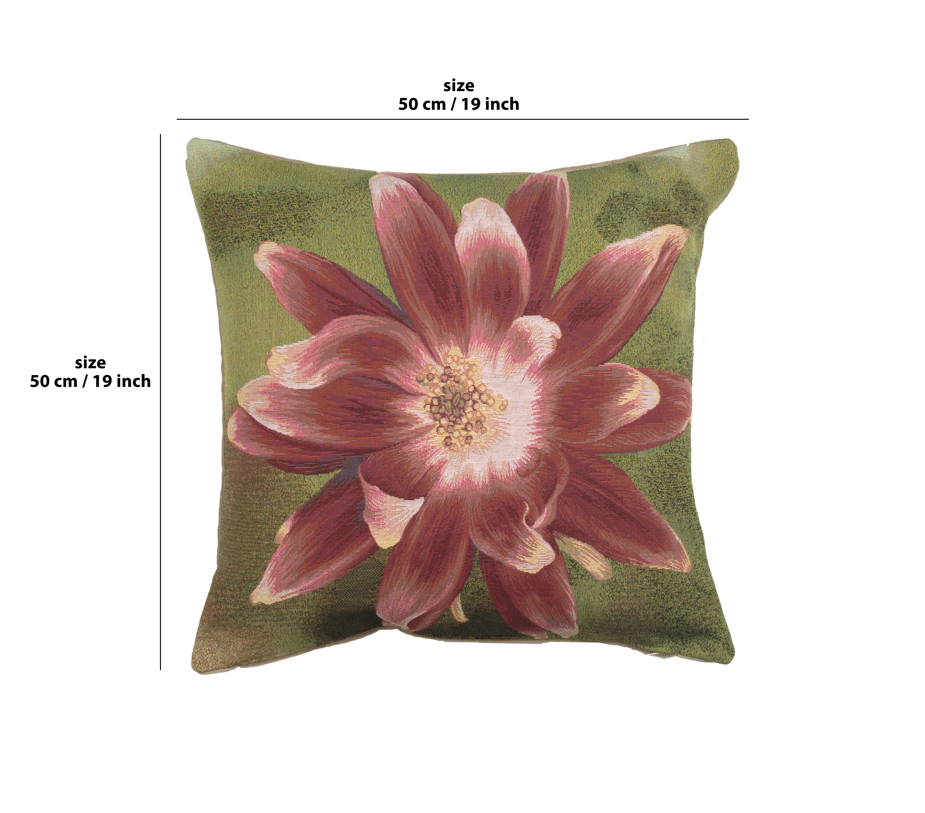 Floral Red Star Tapestry Pillow Cover 19x19 Inch Cotton Jacquard Woven Cushion Cover