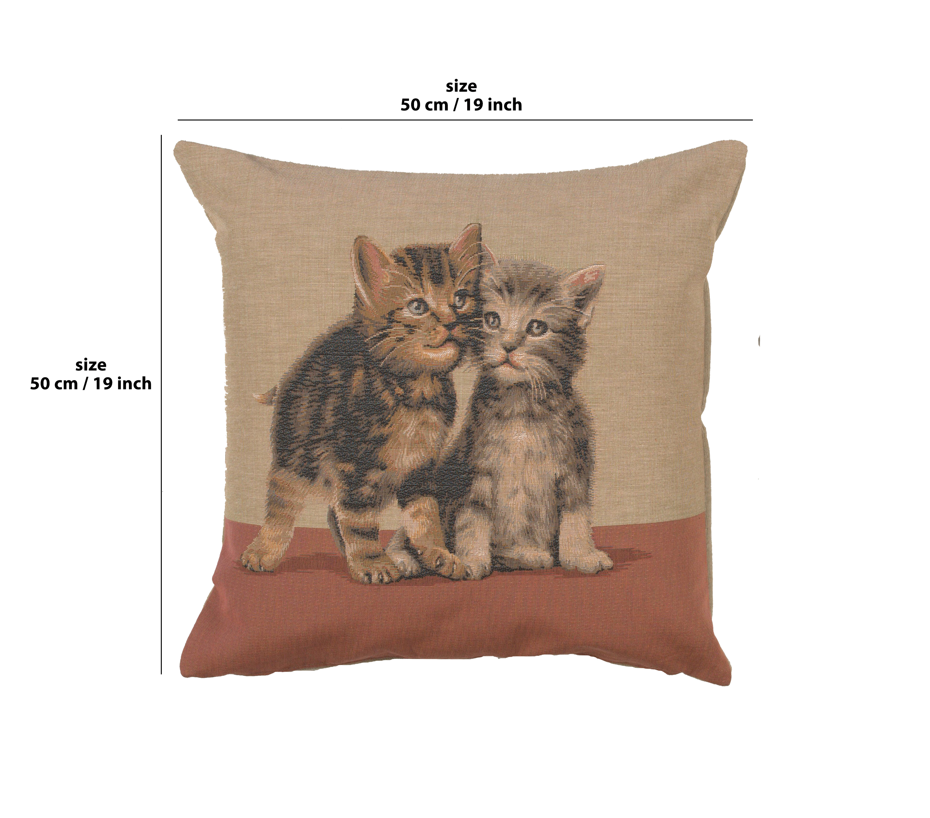 Henriette Ronner Two Kittens Tapestry Pillow Cover 19x19 Inch Cotton Jacquard Woven Cushion Cover