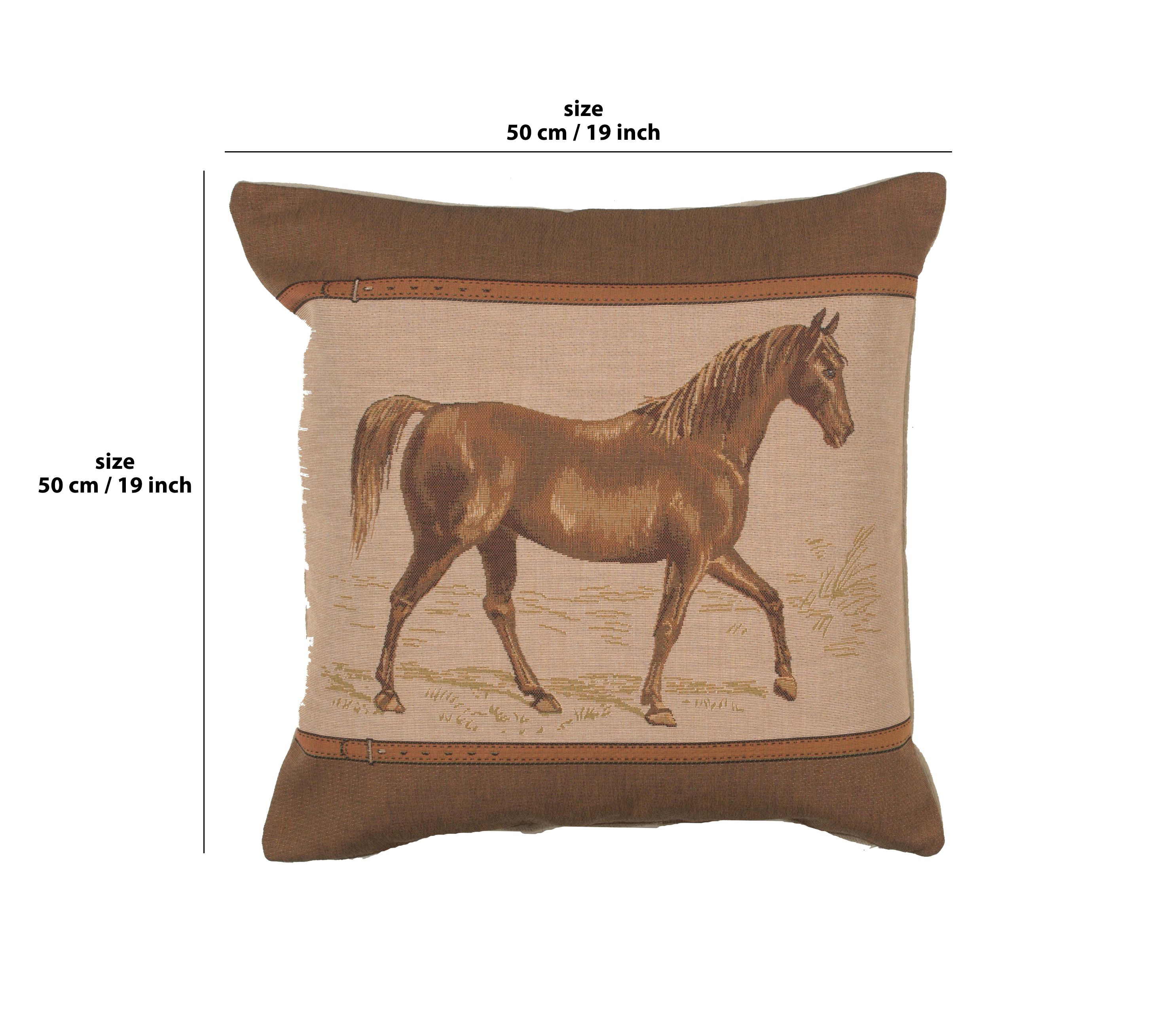 John Boultbee Horse Belt Tapestry Pillow Cover 19x19 Inch Cotton Jacquard Woven Cushion Cover