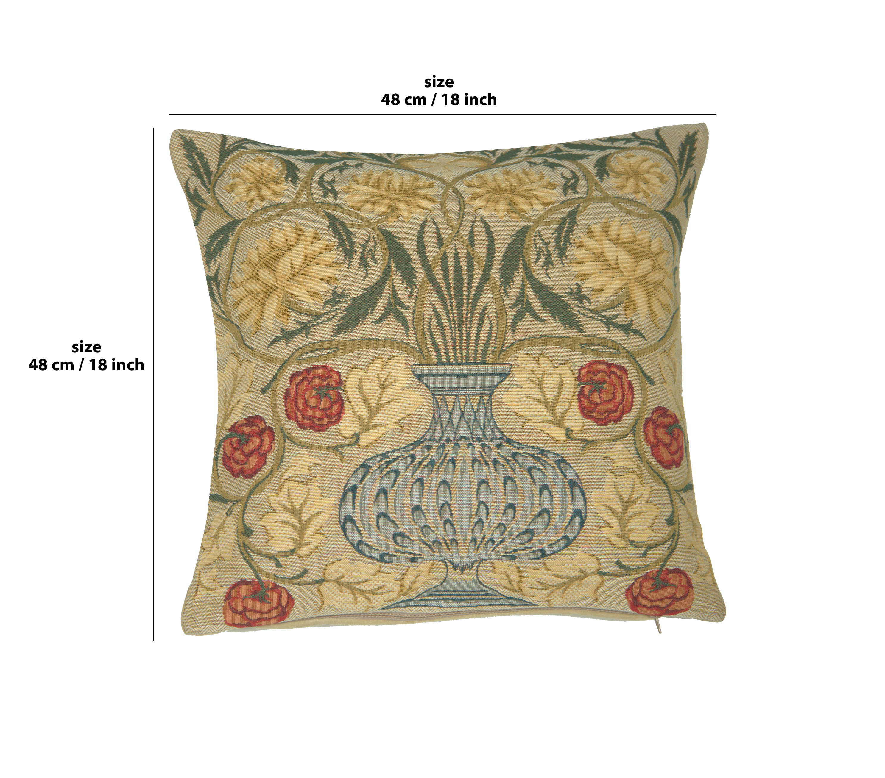 Yellow Rose Belgian Tapestry Pillow Cover 18x18 inch 100% Cotton Belgian Jacquard Woven Cushion Cover
