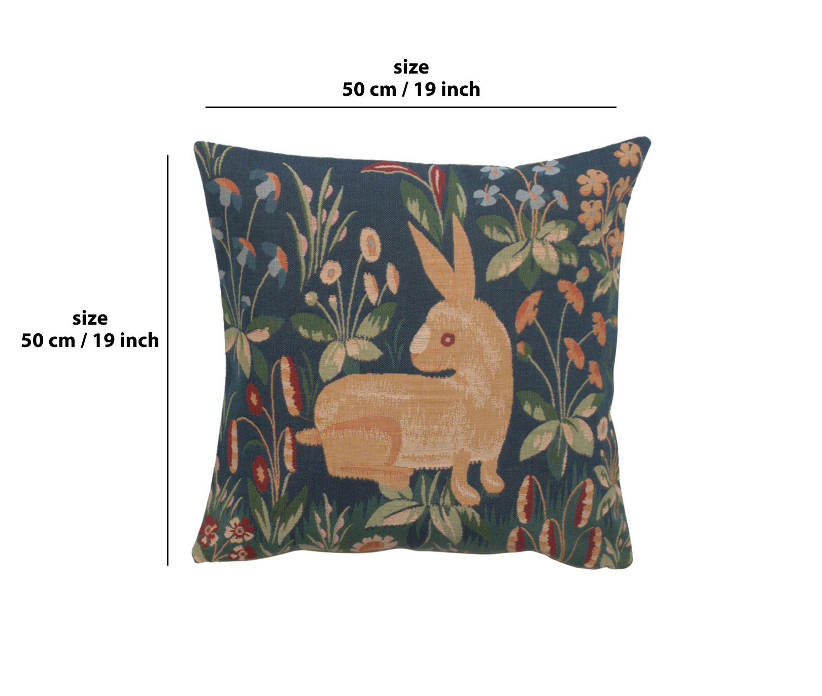 Medieval Rabbit Tapestry Pillow Cover 19x19 Inch Cotton Jacquard Woven Cushion Cover