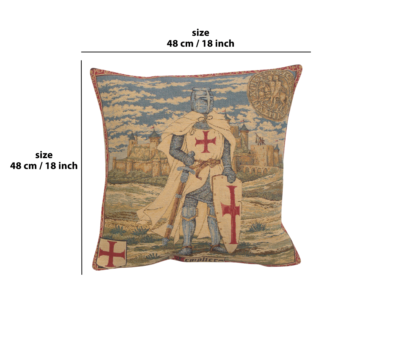 Templier European Tapestry Pillow Cover 18x18 Inch Cotton Jacquard Woven Cushion Cover