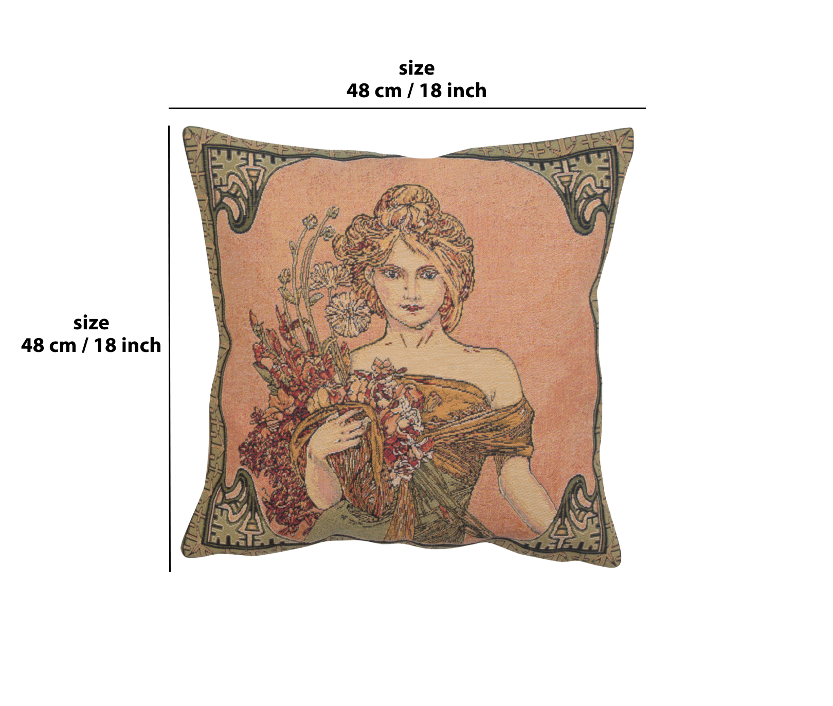 Alphonse Mucha Spring I Tapestry Pillow Cover 18x18 Inch Cotton Jacquard Woven Cushion Cover